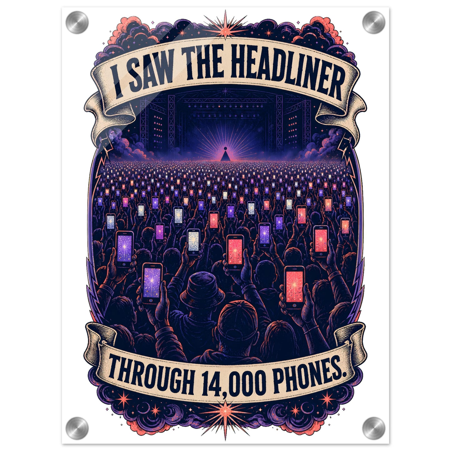 The Headliner Through 14,000 Phones Acrylic Print — product view 1