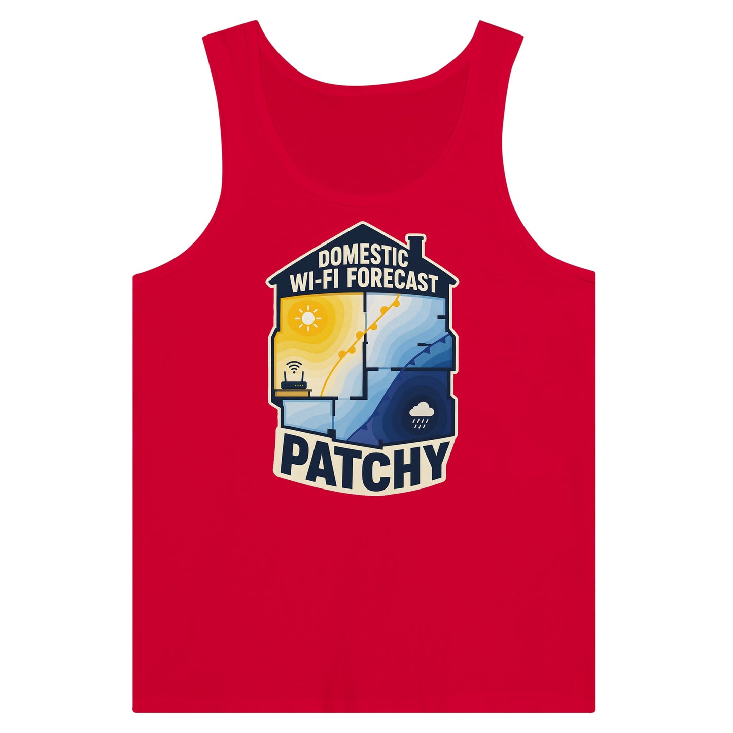 Domestic Wi-Fi Forecast Patchy Premium Unisex Tank Top — product view 12