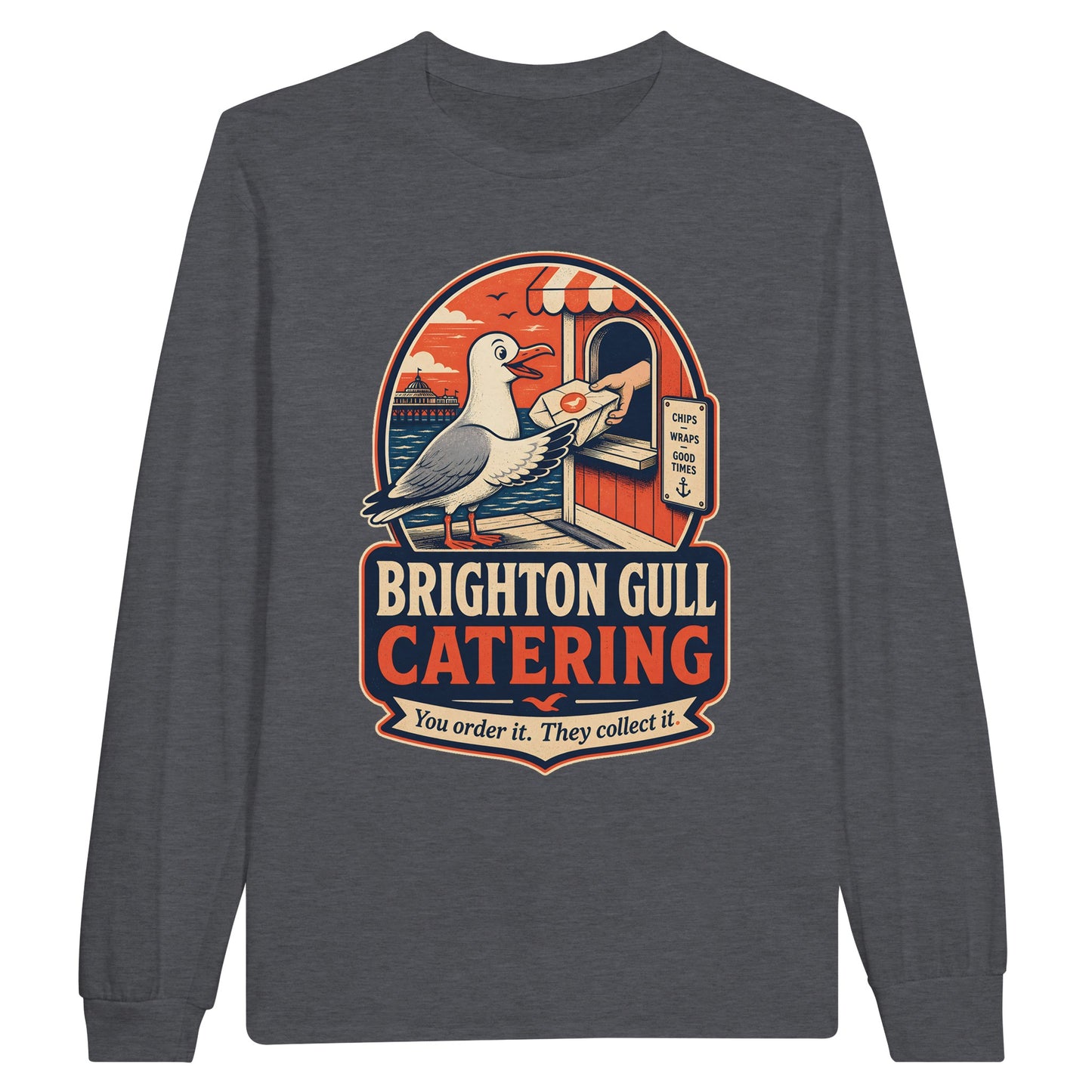Brighton Gull Catering — Illustrated Long-Sleeve T-shirt — product view 2