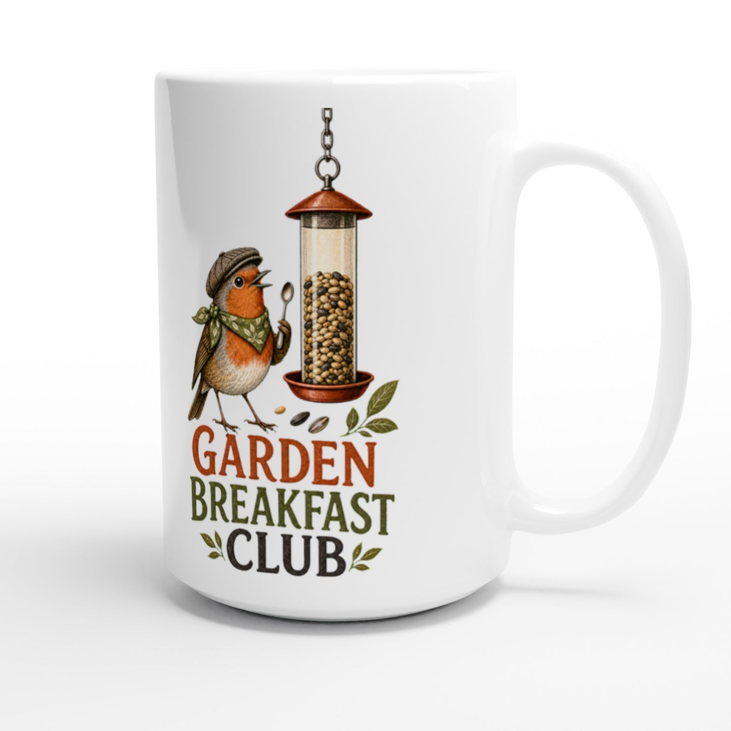 Garden Breakfast Club Robin Graphic Large Mug — product view 3