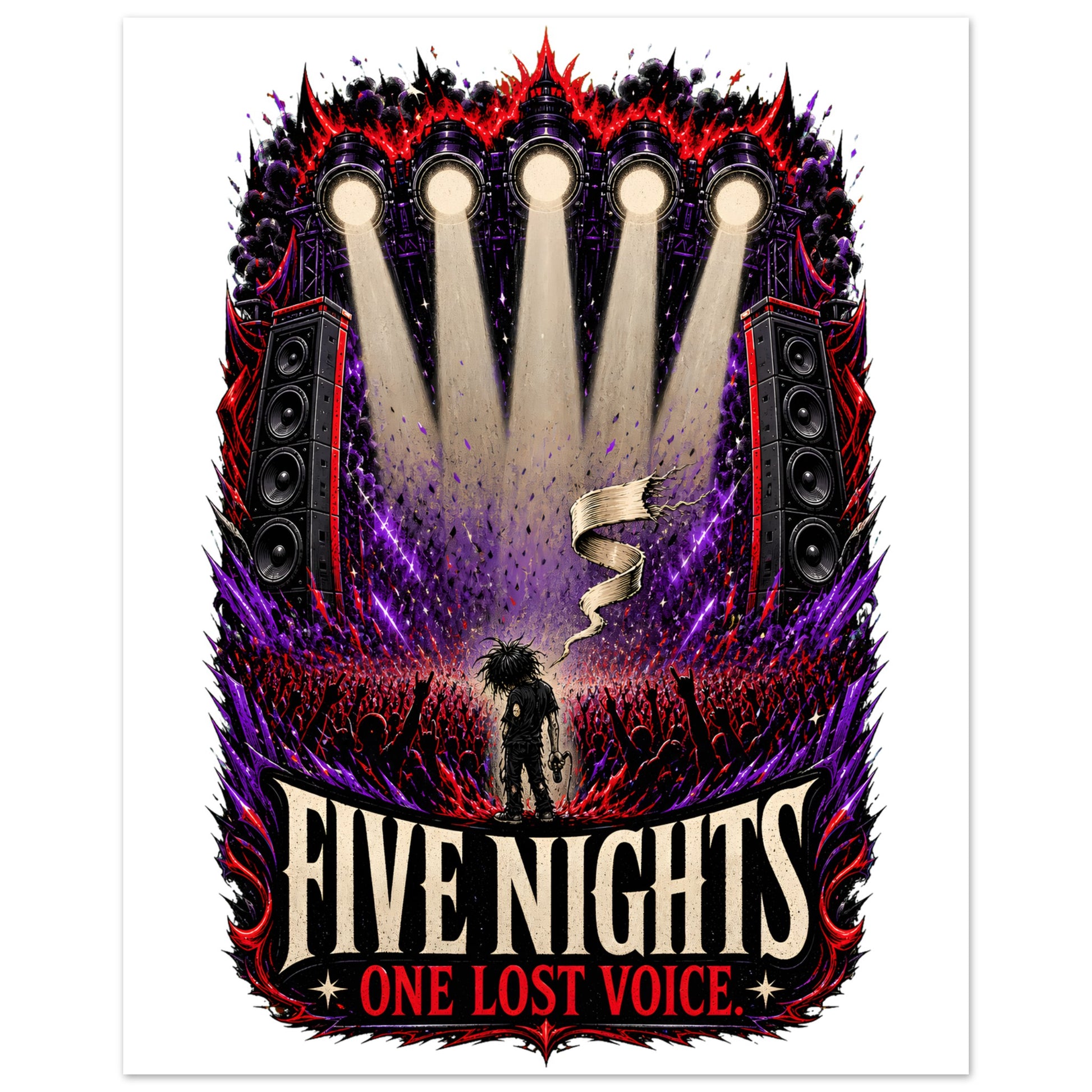 Five Nights, One Lost Voice Aluminium Print — product view 2