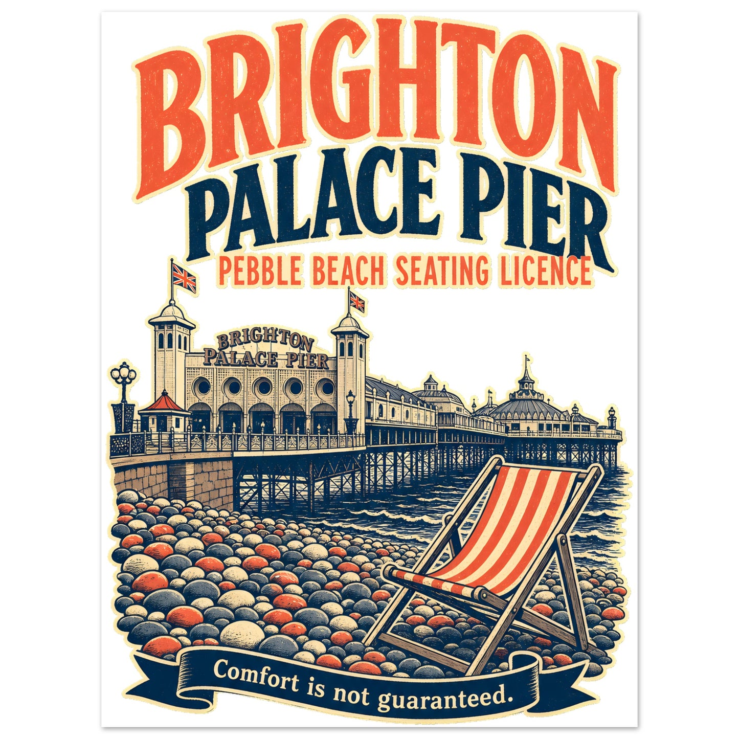 Brighton Pebble Beach Seating Licence Aluminium Print — product view 1