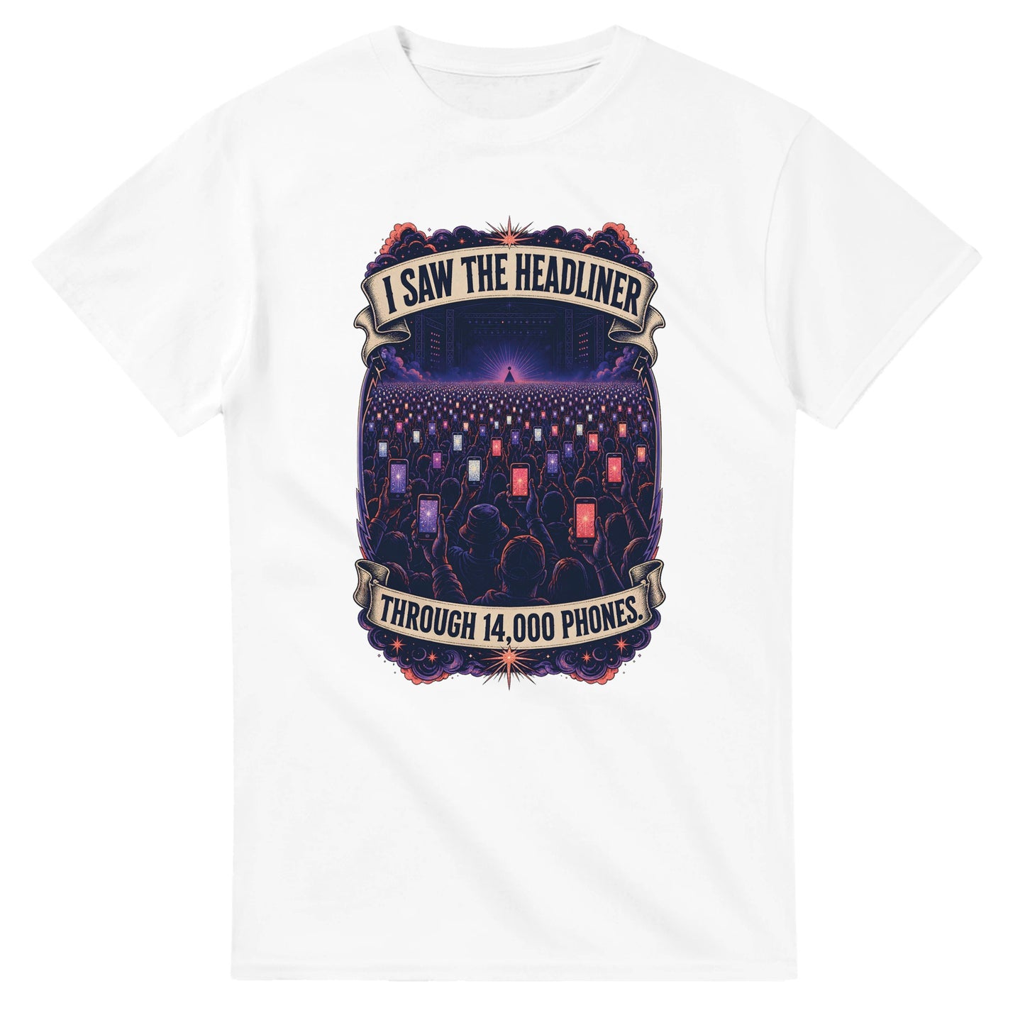 The Headliner Through 14,000 Phones T-shirt — product view 1