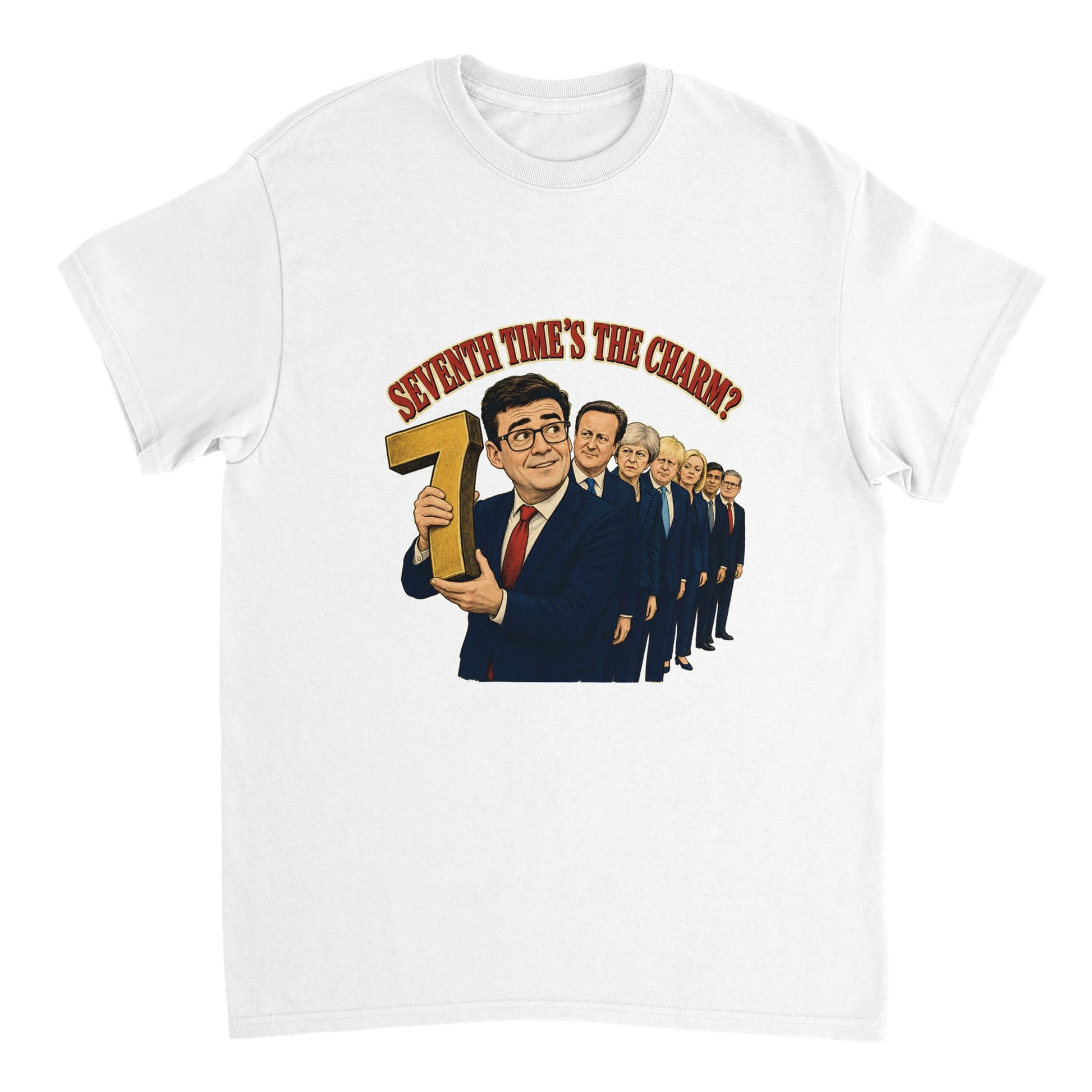 Seventh Time’s the Charm? UK Prime Minister Caricature T-shirt — product view 17