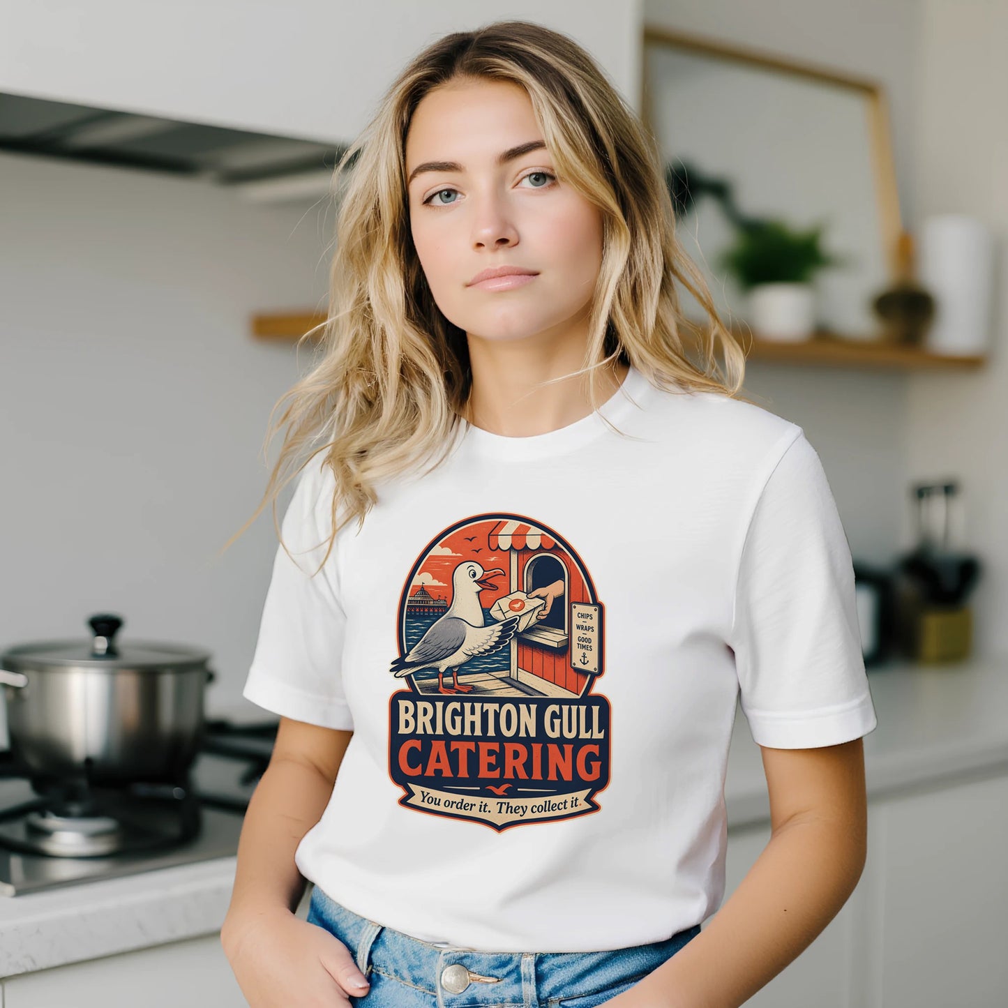 Brighton Gull Catering T-shirt — Illustrated — product view 8