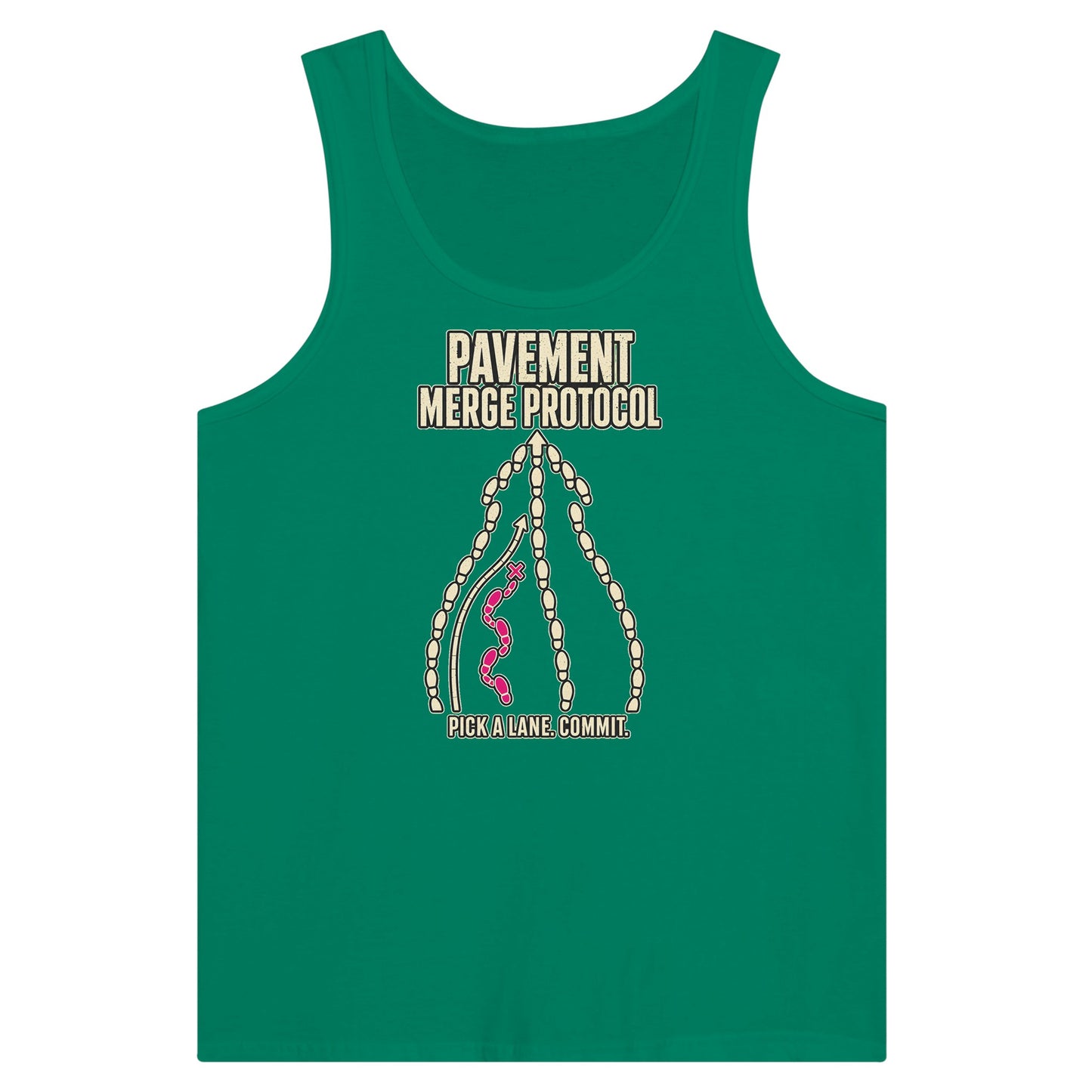 Pavement Merge Protocol — Pick a Lane Premium Unisex Tank Top — product view 10