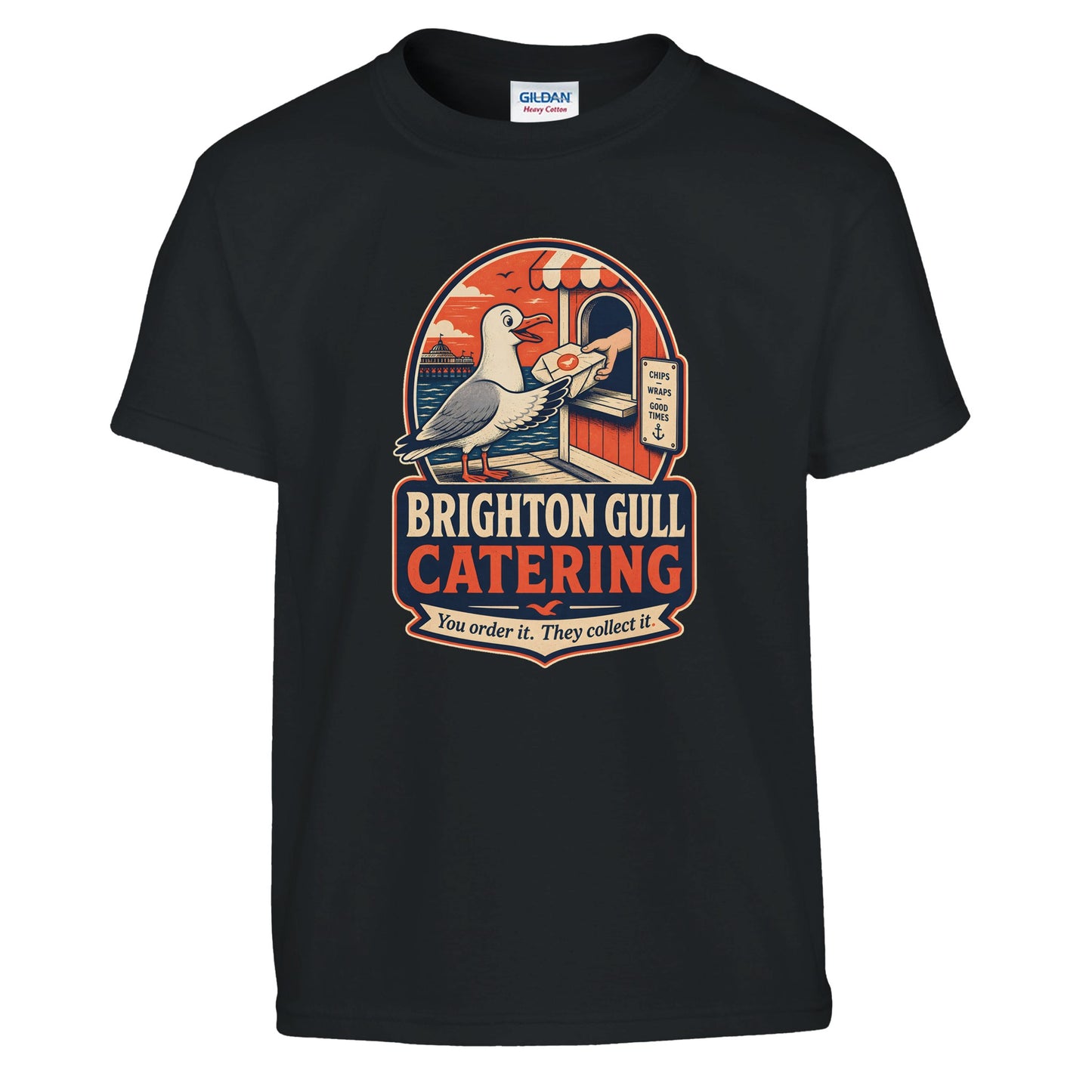 Brighton Gull Catering — Illustrated Kids' T-shirt — product view 2
