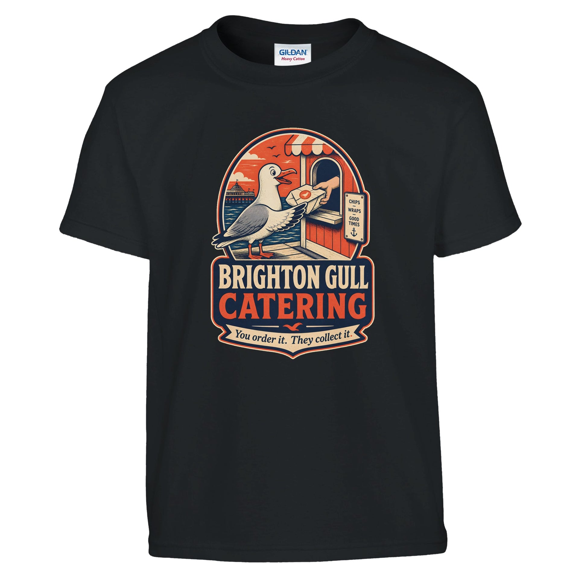 Brighton Gull Catering — Illustrated Kids' T-shirt — product view 2
