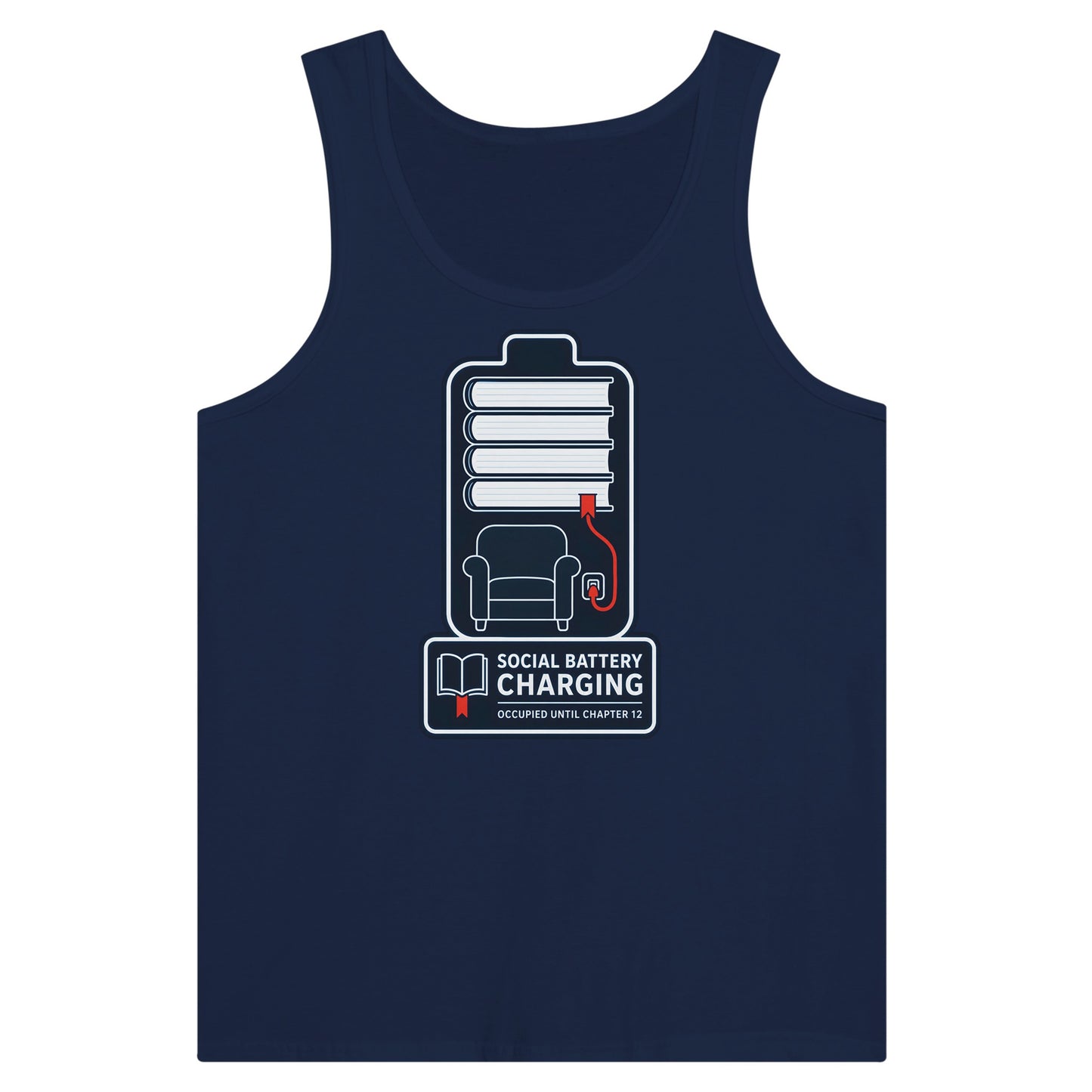 Social Battery Charging Premium Unisex Tank Top — product view 9