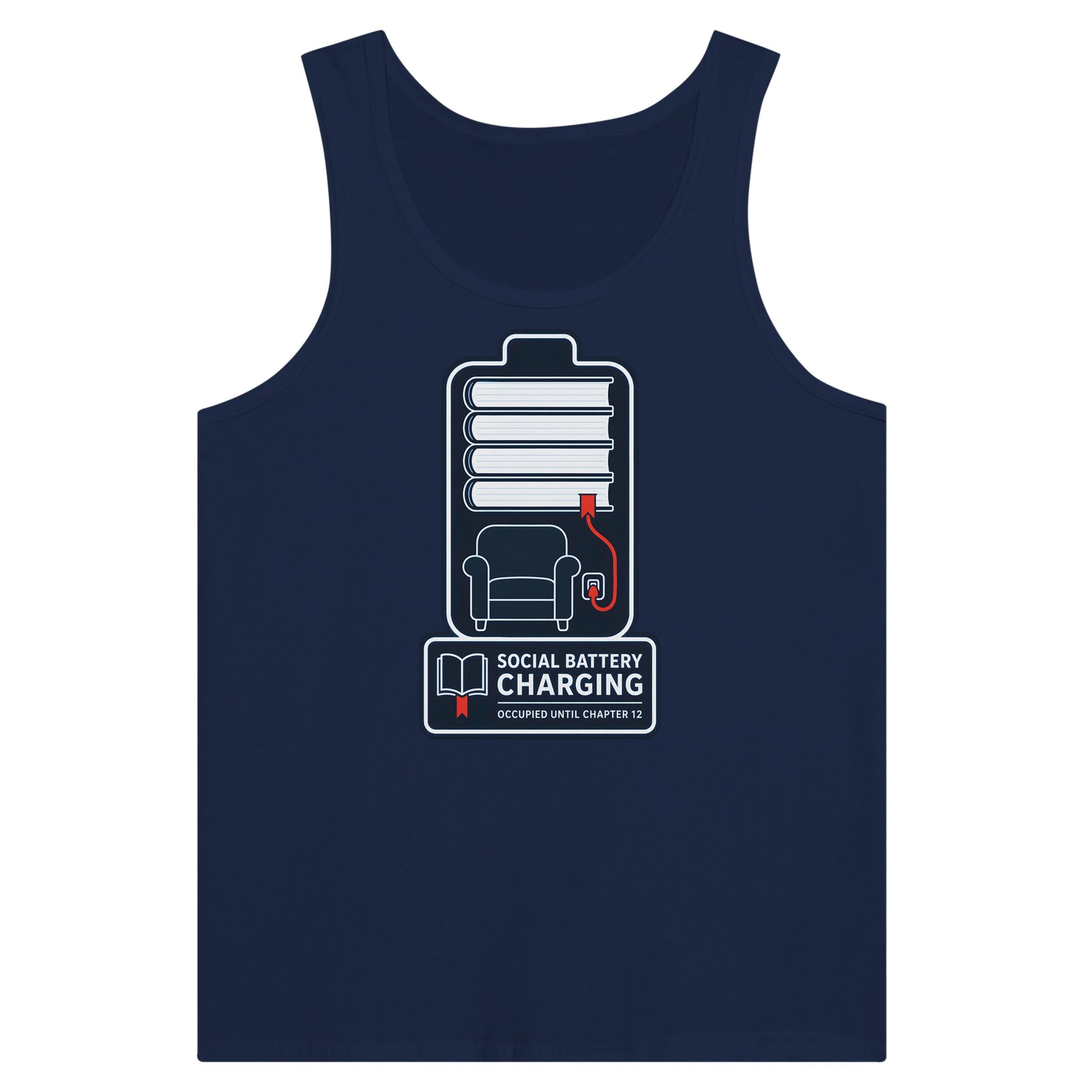 Social Battery Charging Premium Unisex Tank Top — product view 9