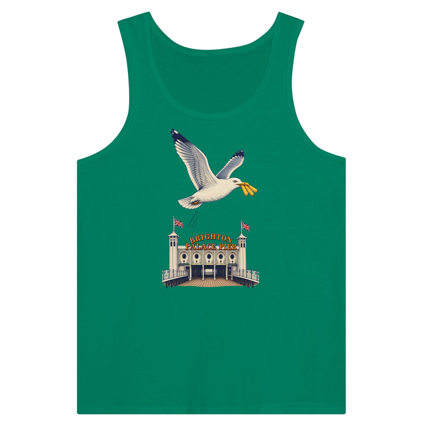 Brighton Palace Pier Chip Heist Premium Unisex Tank Top — product view 10