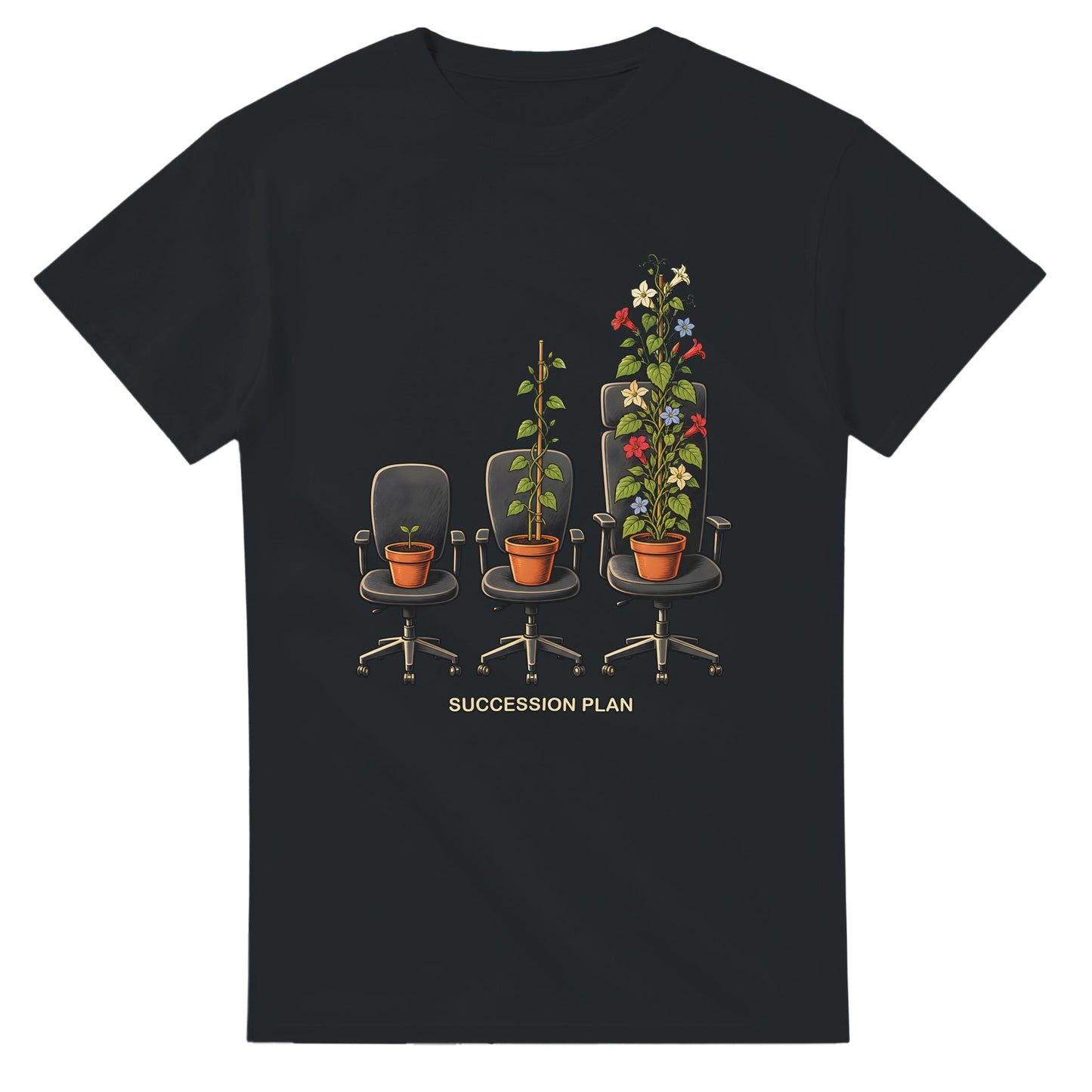 Succession Plan Office Chair Garden Graphic T-shirt — product view 10