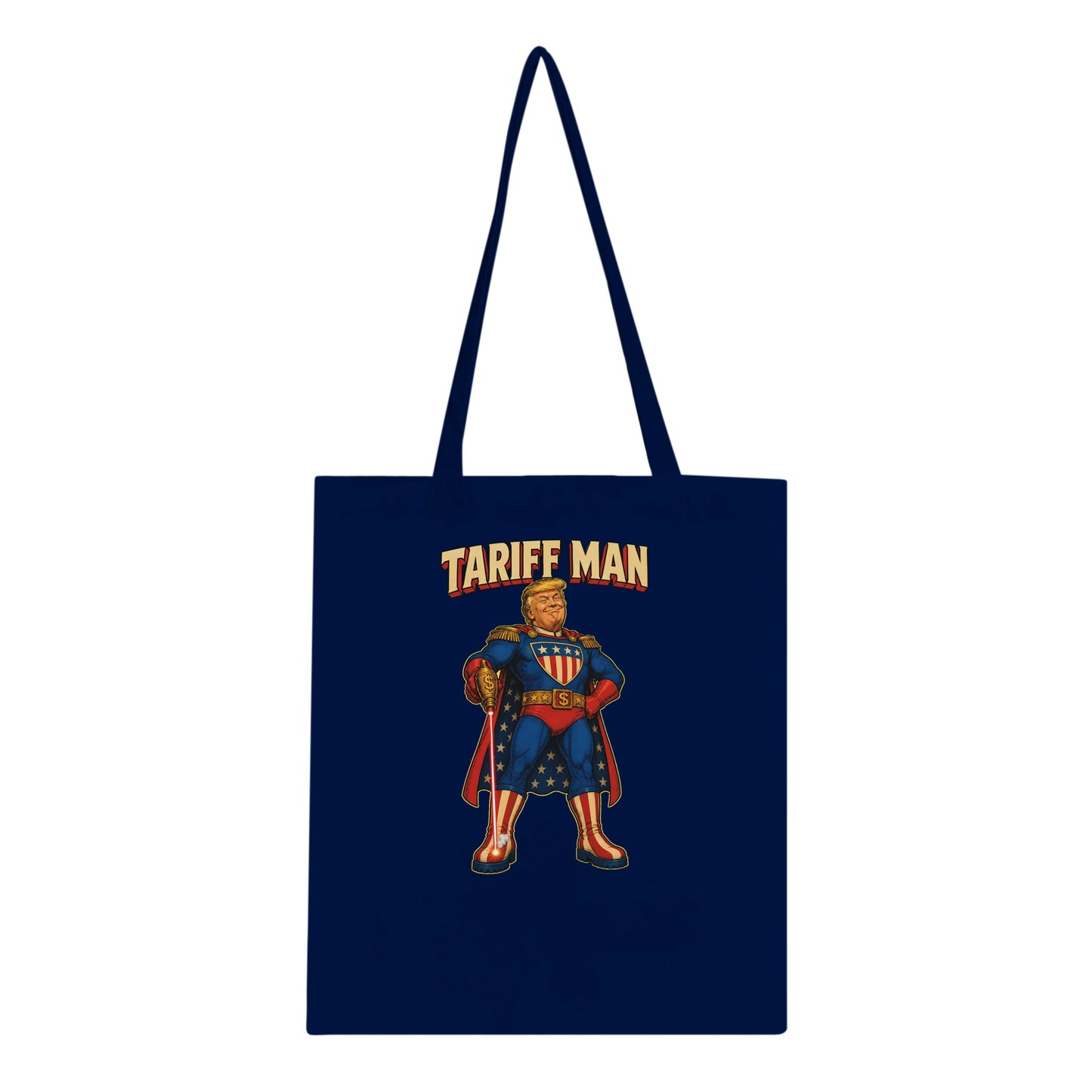 Tariff Man – Self-Shot Satire Tote Bag — product view 2
