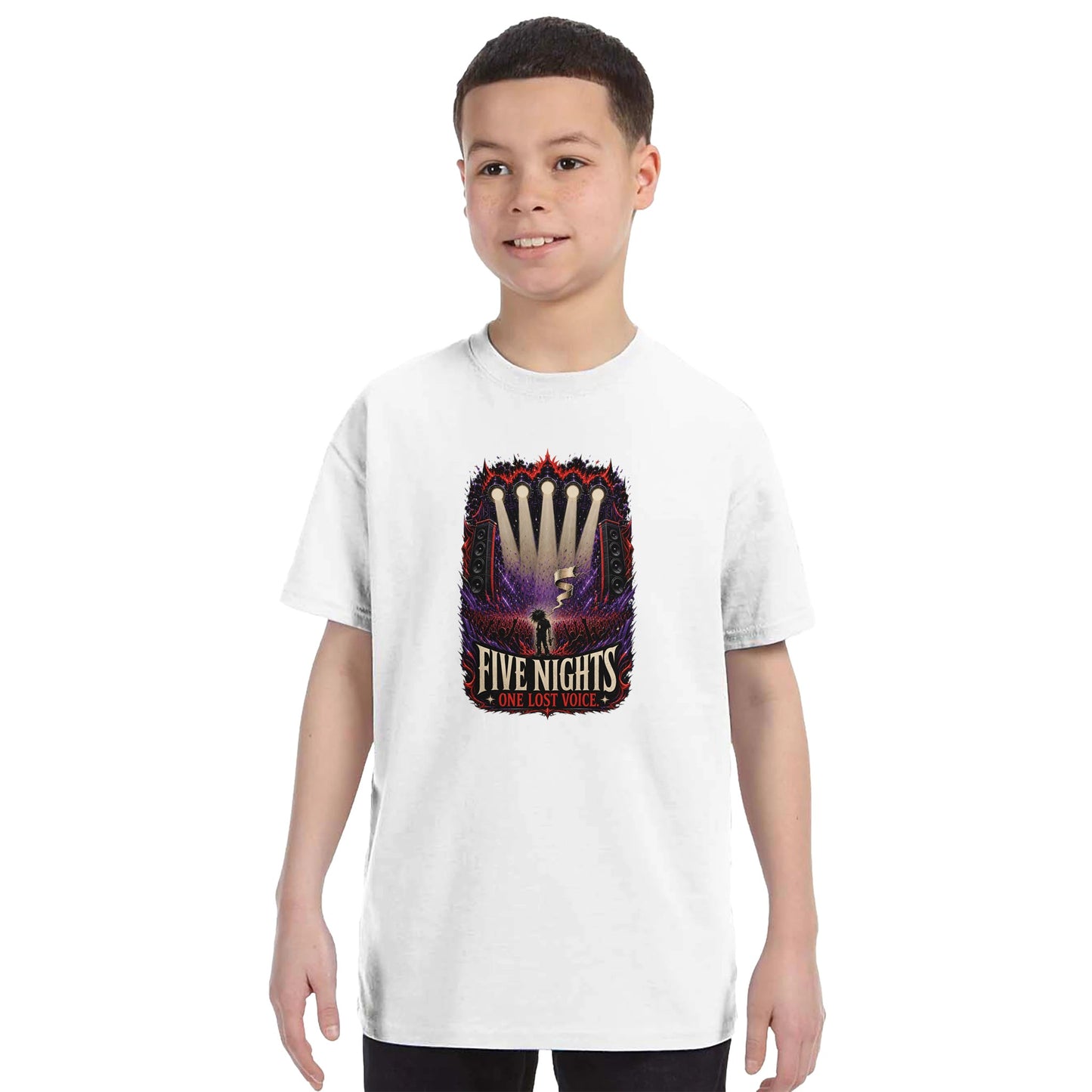 Five Nights, One Lost Voice Kids' T-shirt — product view 3