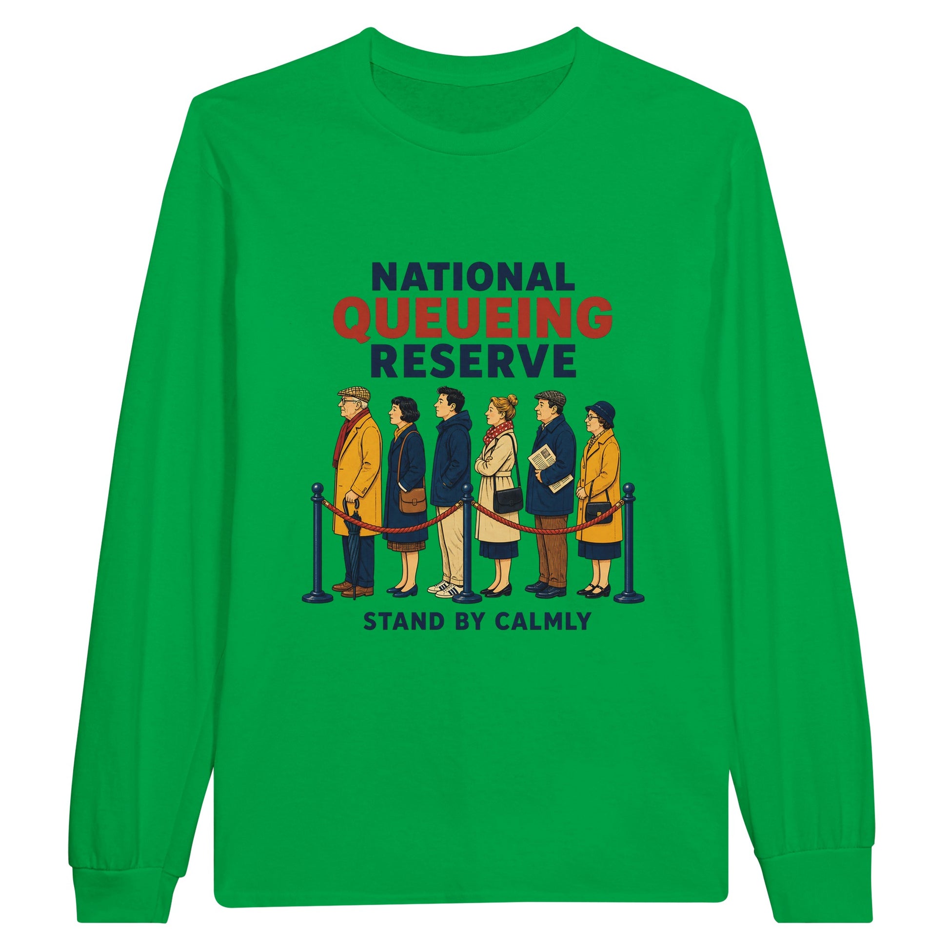 National Queueing Reserve – British Queue Graphic Long-Sleeve T-shirt — product view 12