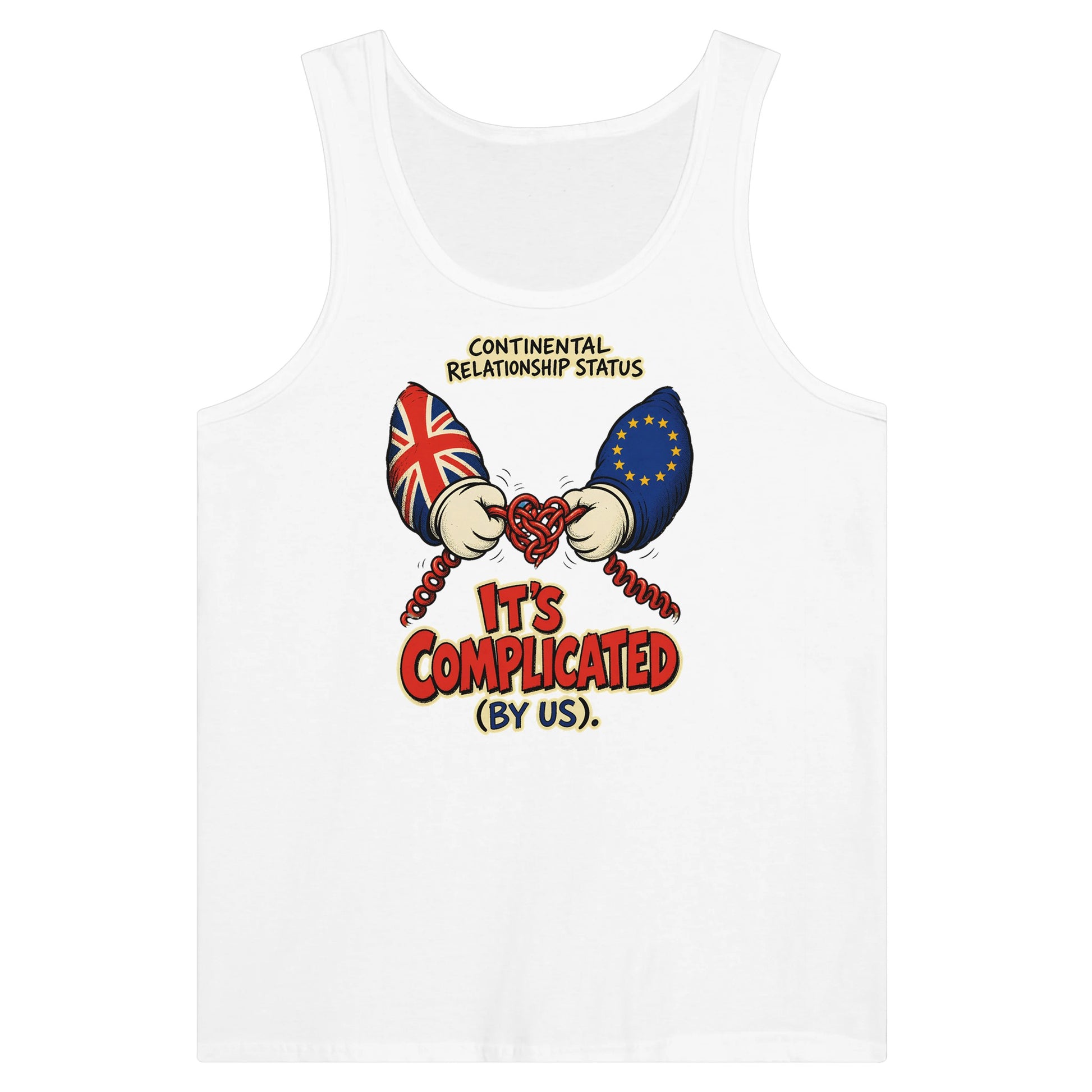 It's Complicated (By Us) UK–EU 1990s Cartoon Premium Unisex Tank Top — product view 1
