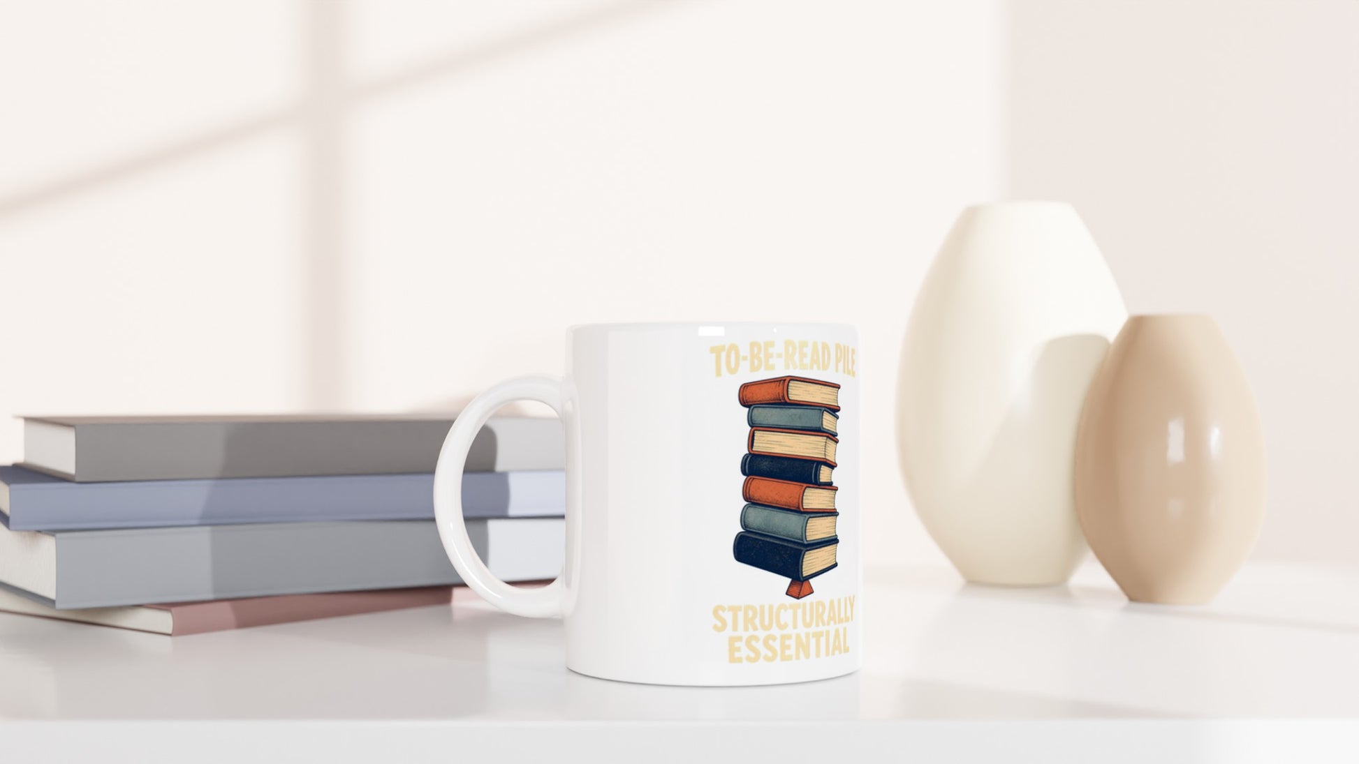 To-Be-Read Pile: Structurally Essential Book Graphic Mug — product view 5