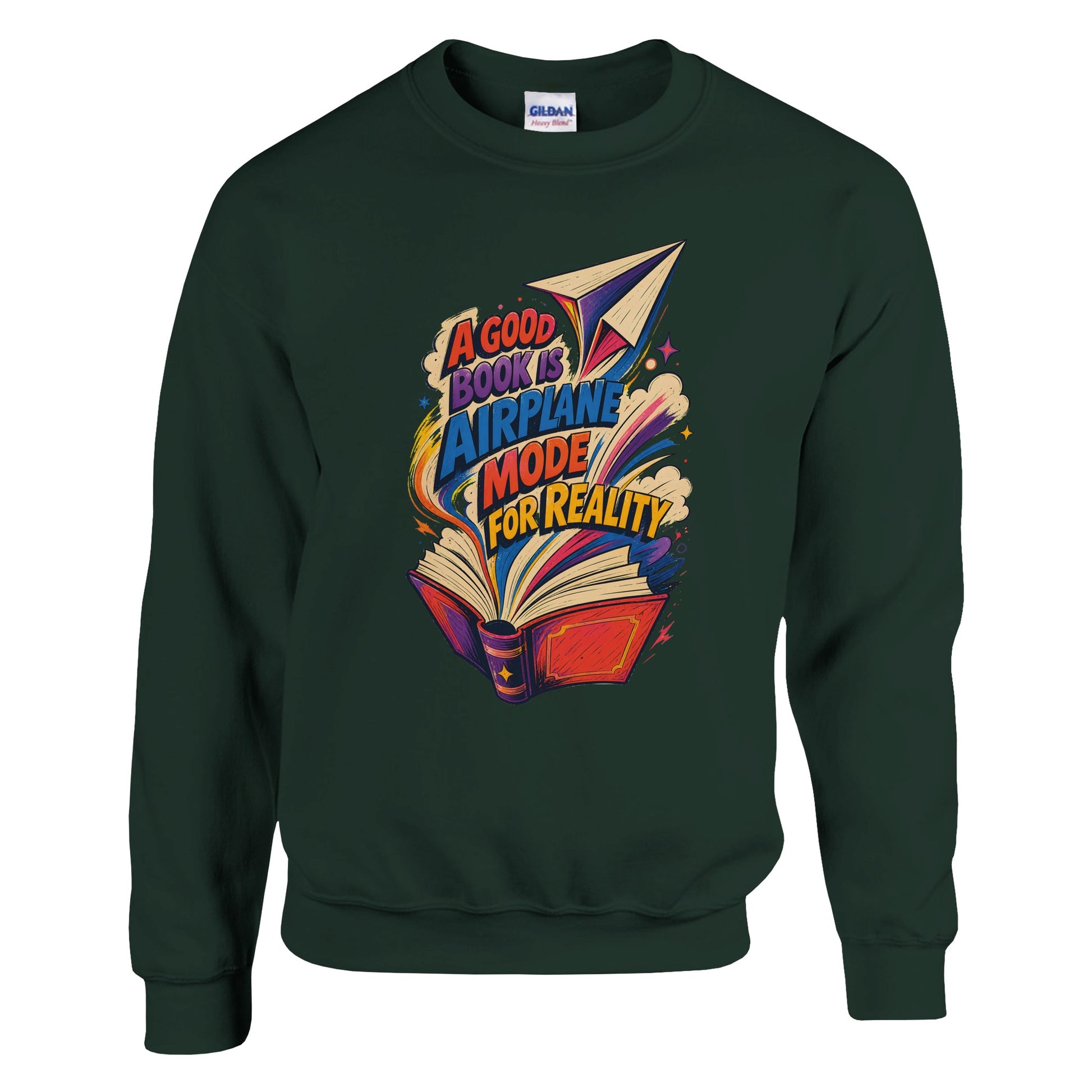 A Good Book Is Airplane Mode for Reality Sweatshirt — product view 4