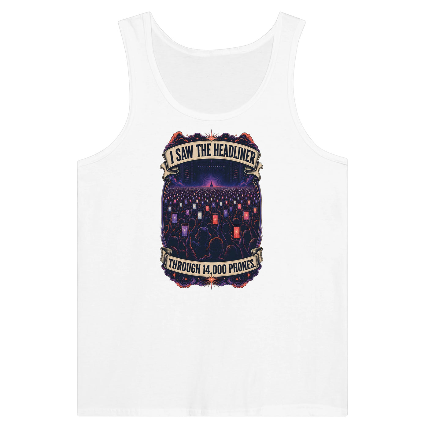 The Headliner Through 14,000 Phones Premium Unisex Tank Top