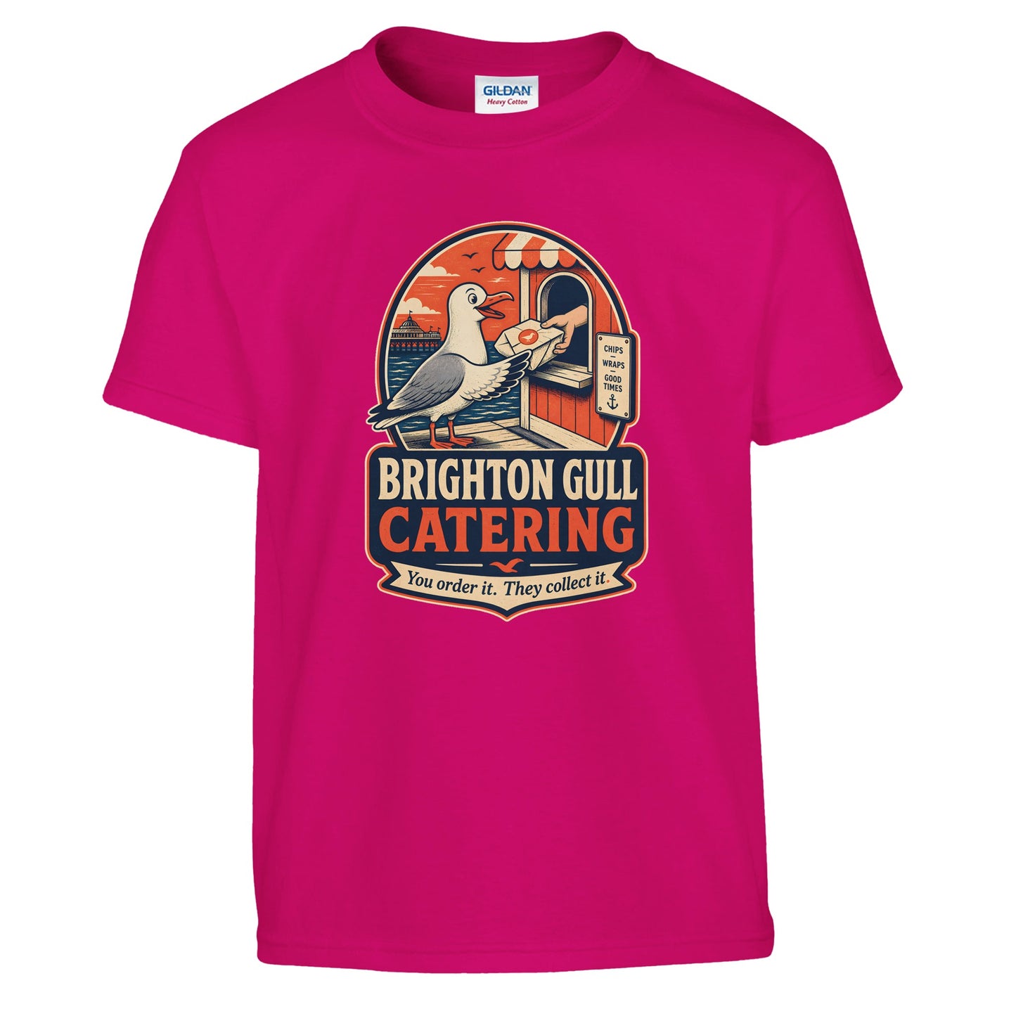 Brighton Gull Catering — Illustrated Kids' T-shirt — product view 11