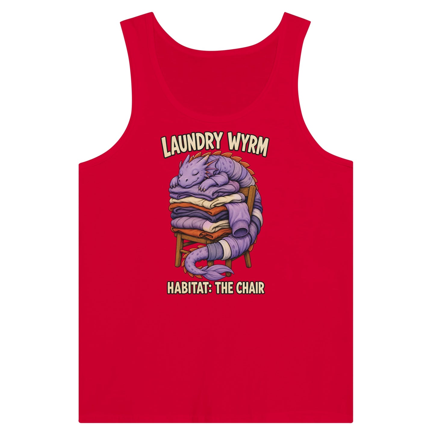 Laundry Wyrm – Habitat: The Chair Premium Unisex Tank Top — product view 12