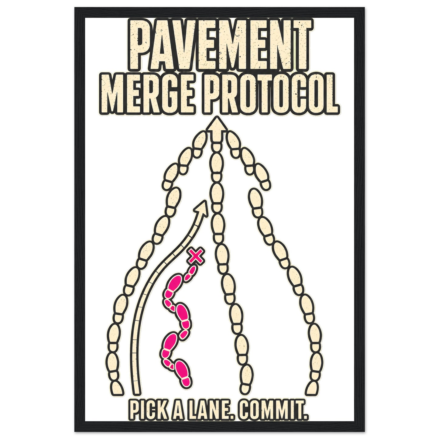Pavement Merge Protocol — Pick a Lane Framed Wall Art — product view 6