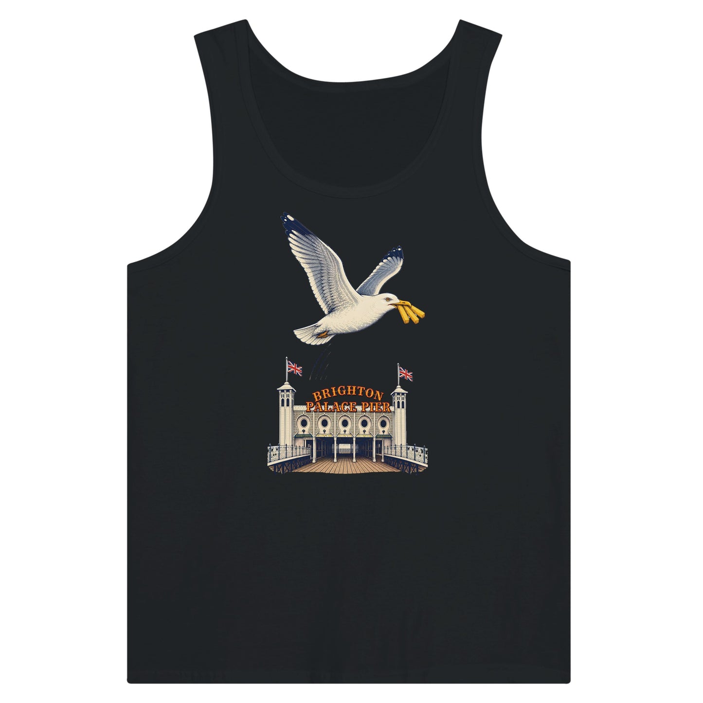 Brighton Palace Pier Chip Heist Premium Unisex Tank Top — product view 8