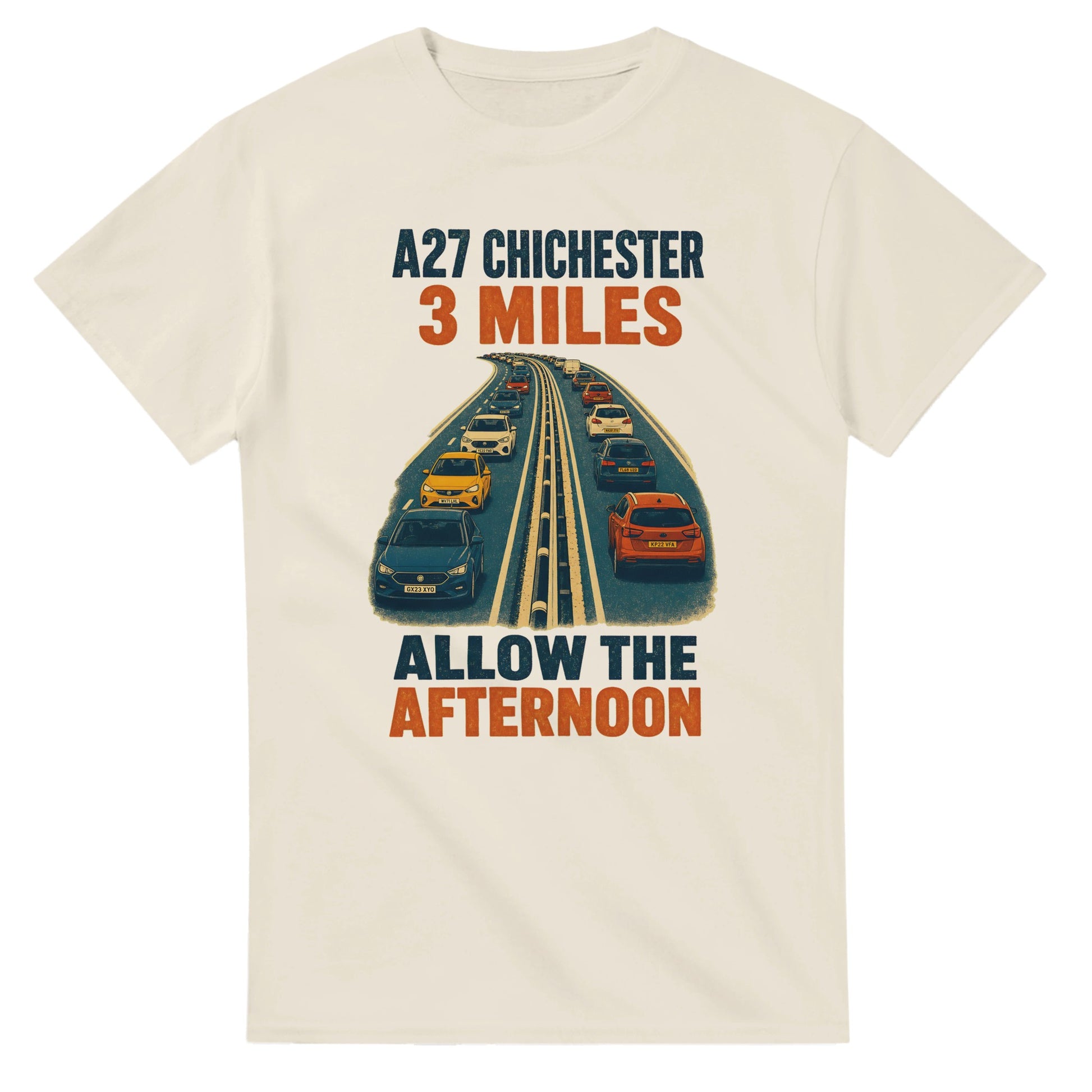 A27 Chichester – 3 Miles, Allow the Afternoon T-shirt — product view 8