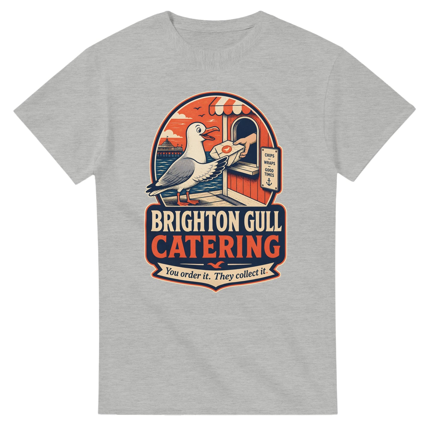 Brighton Gull Catering T-shirt — Illustrated — product view 6