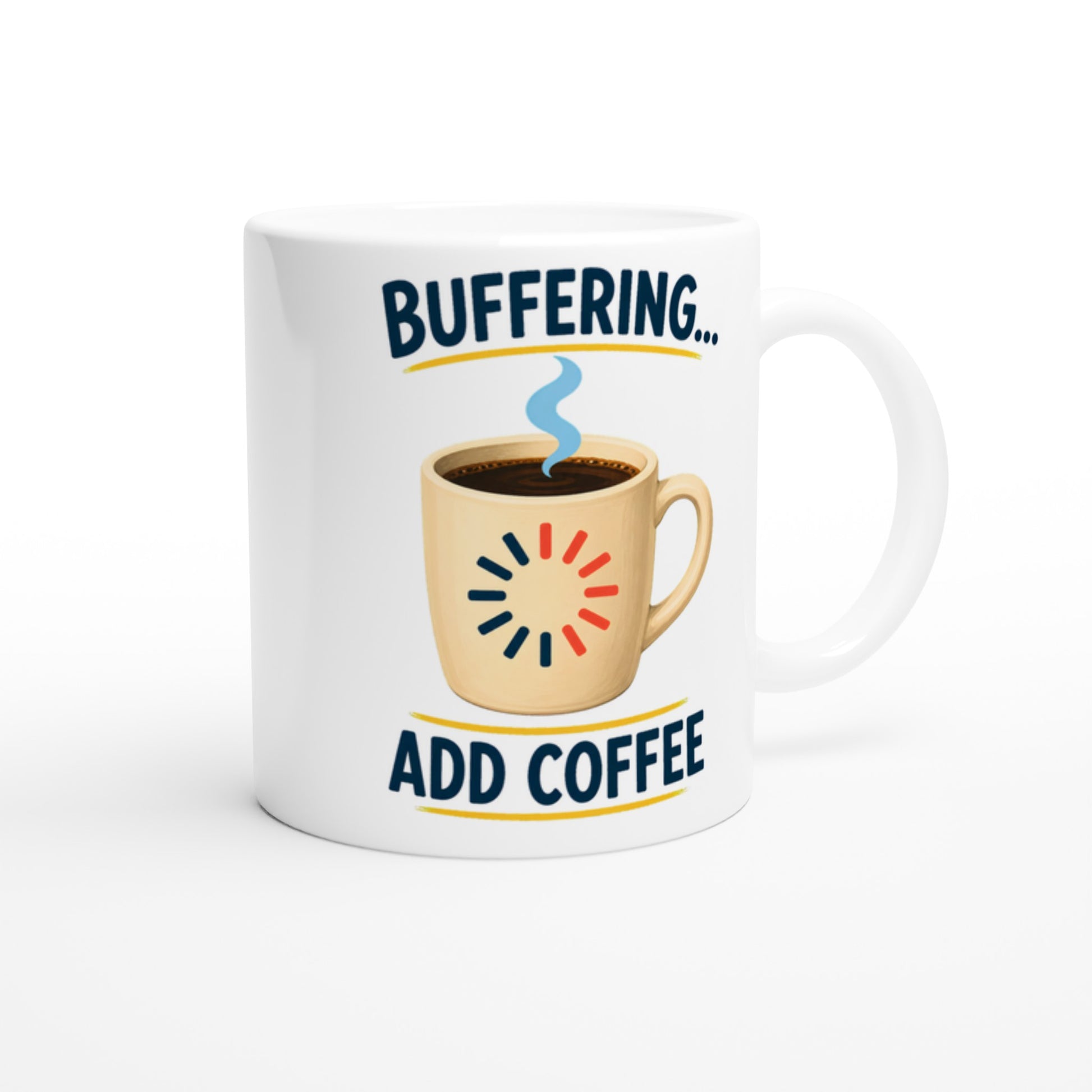 Buffering Brew — Add Coffee Tech Graphic Mug — product view 3