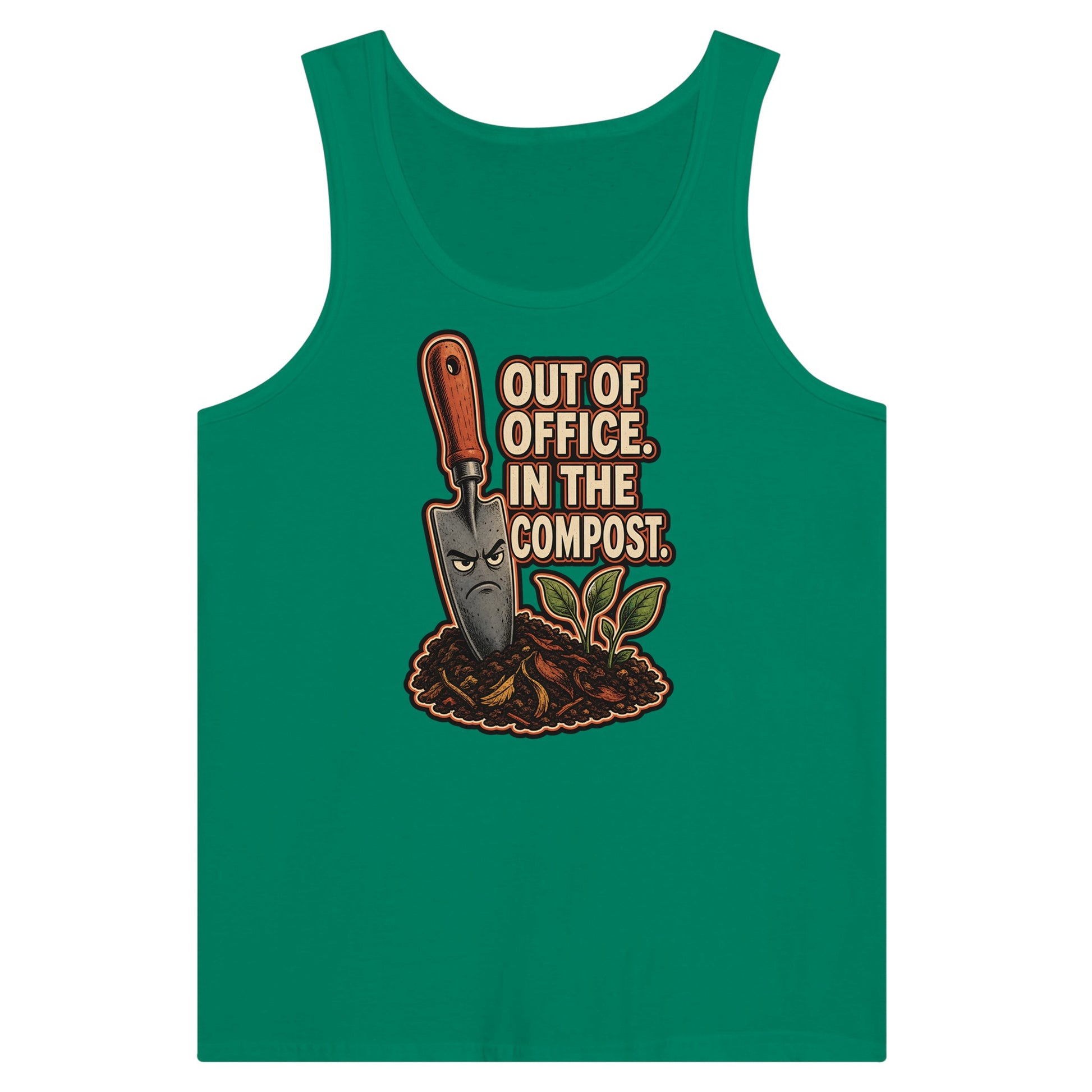 Out of Office, In the Compost Premium Unisex Tank Top — product view 10