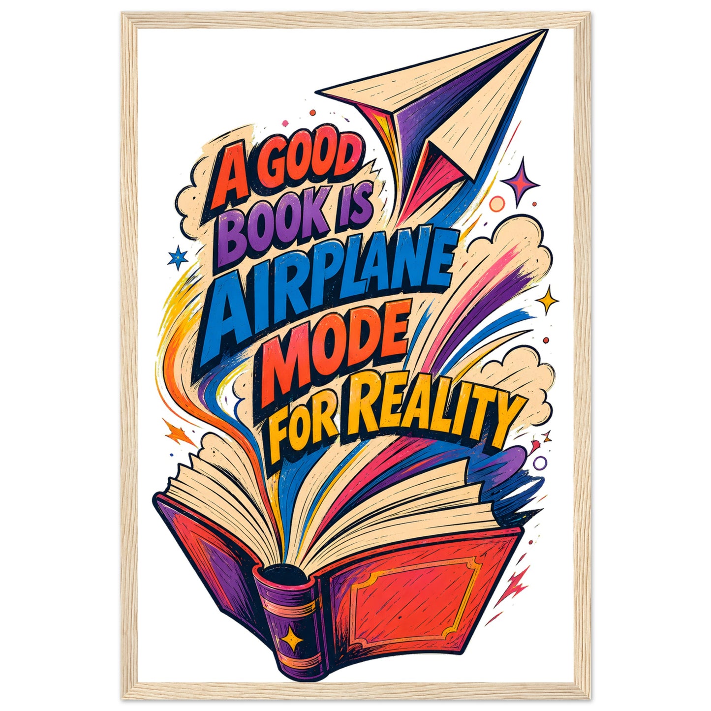 A Good Book Is Airplane Mode for Reality Framed Wall Art — product view 3