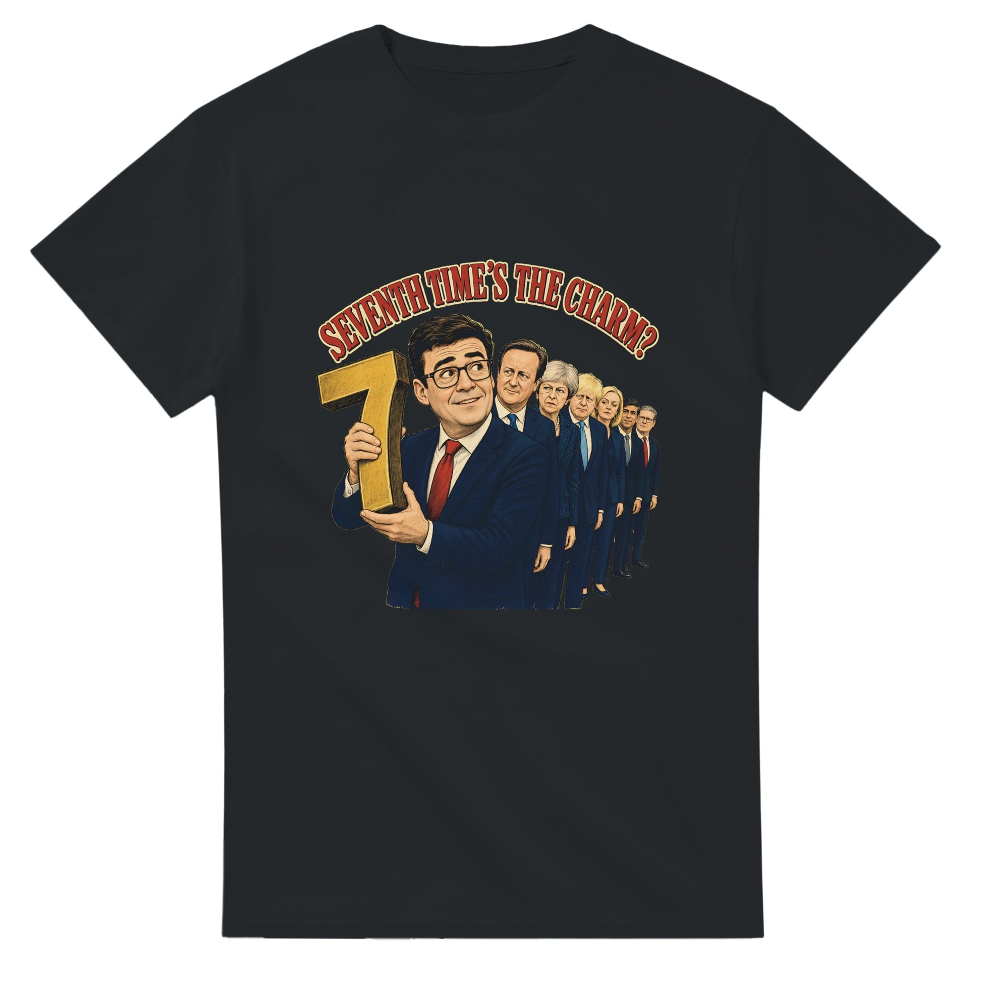 Seventh Time’s the Charm? UK Prime Minister Caricature T-shirt — product view 10