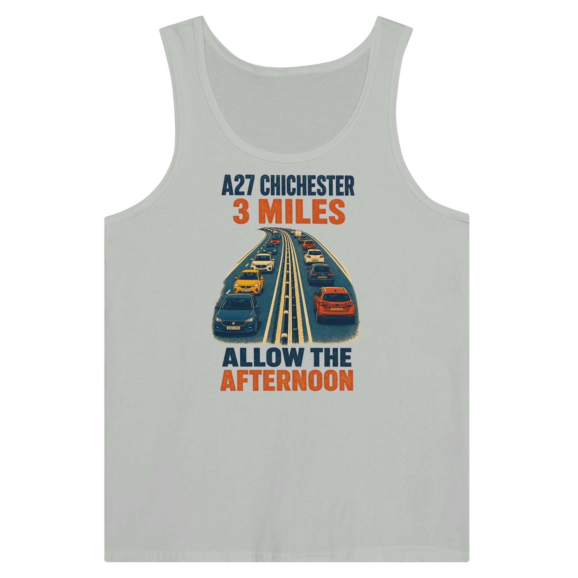 A27 Chichester – 3 Miles, Allow the Afternoon Premium Unisex Tank Top — product view 5