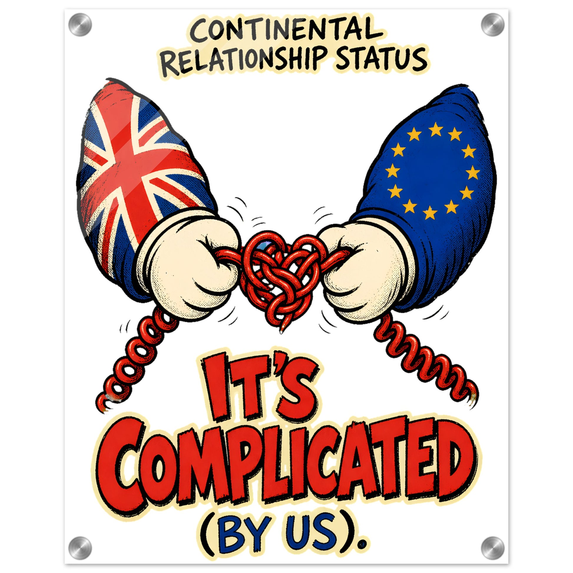 It's Complicated (By Us) UK–EU 1990s Cartoon Acrylic Print — product view 2