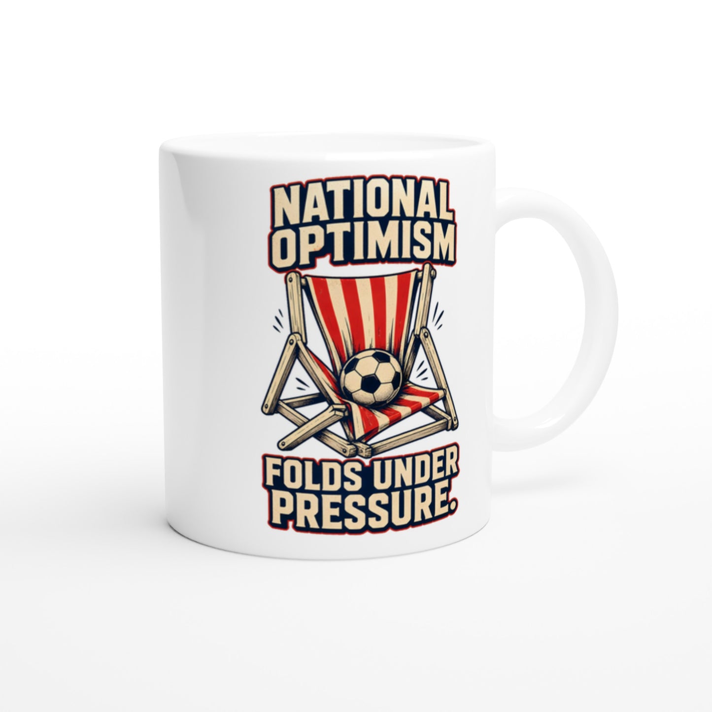 National Optimism Folds Under Pressure Football Mug — product view 2