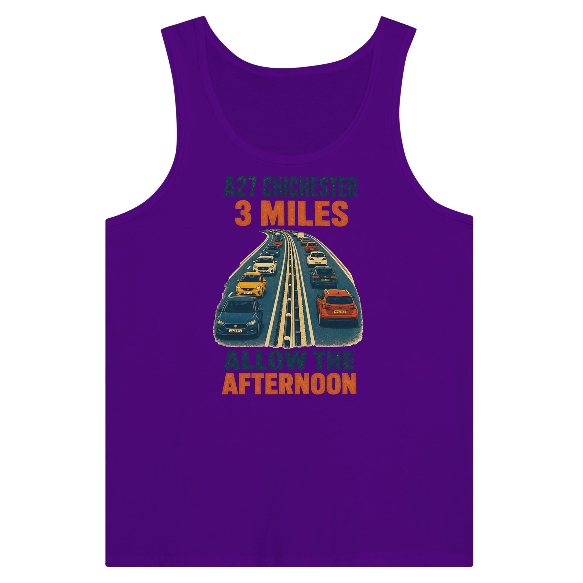 A27 Chichester – 3 Miles, Allow the Afternoon Premium Unisex Tank Top — product view 6