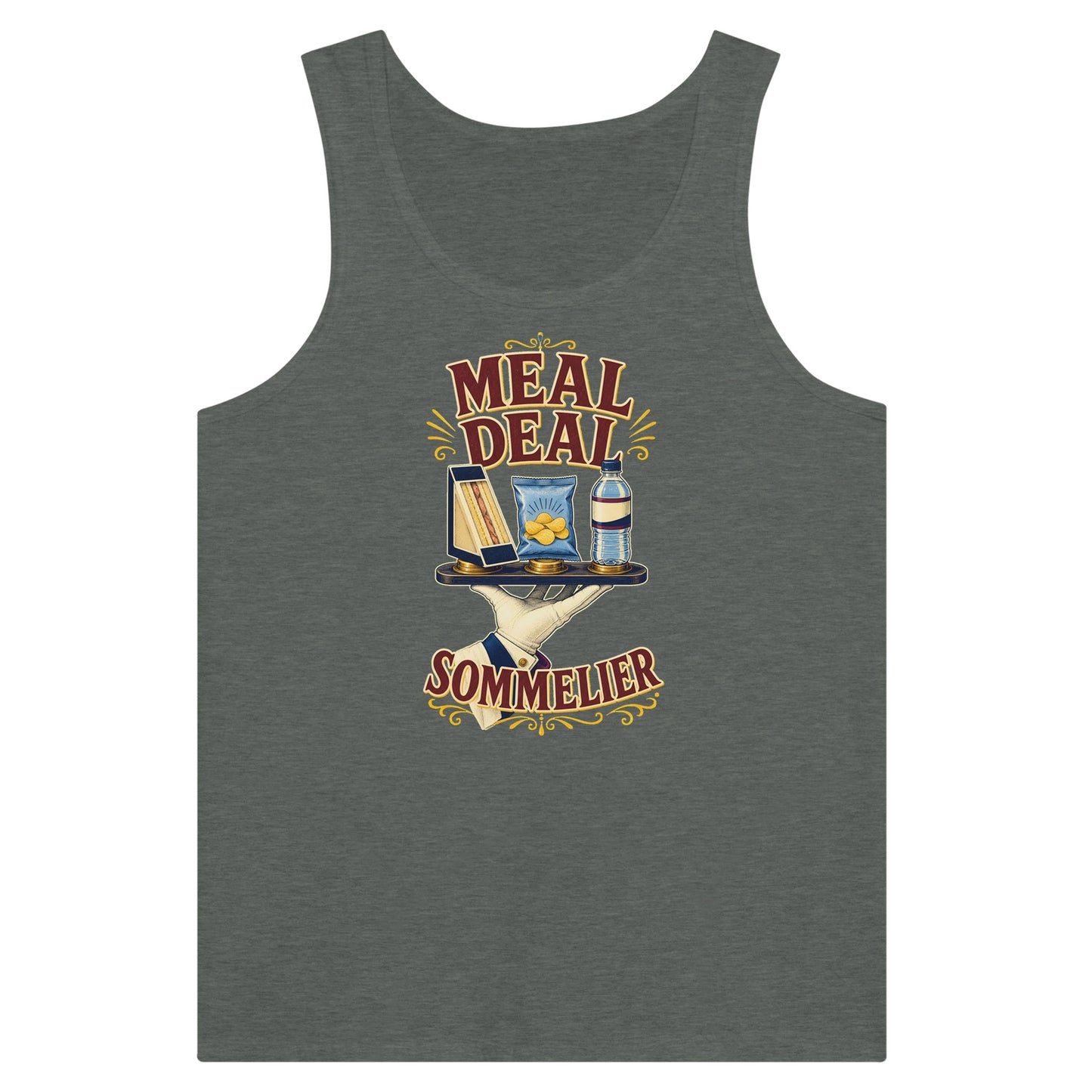 Meal Deal Sommelier British Lunch Design Premium Unisex Tank Top — product view 4