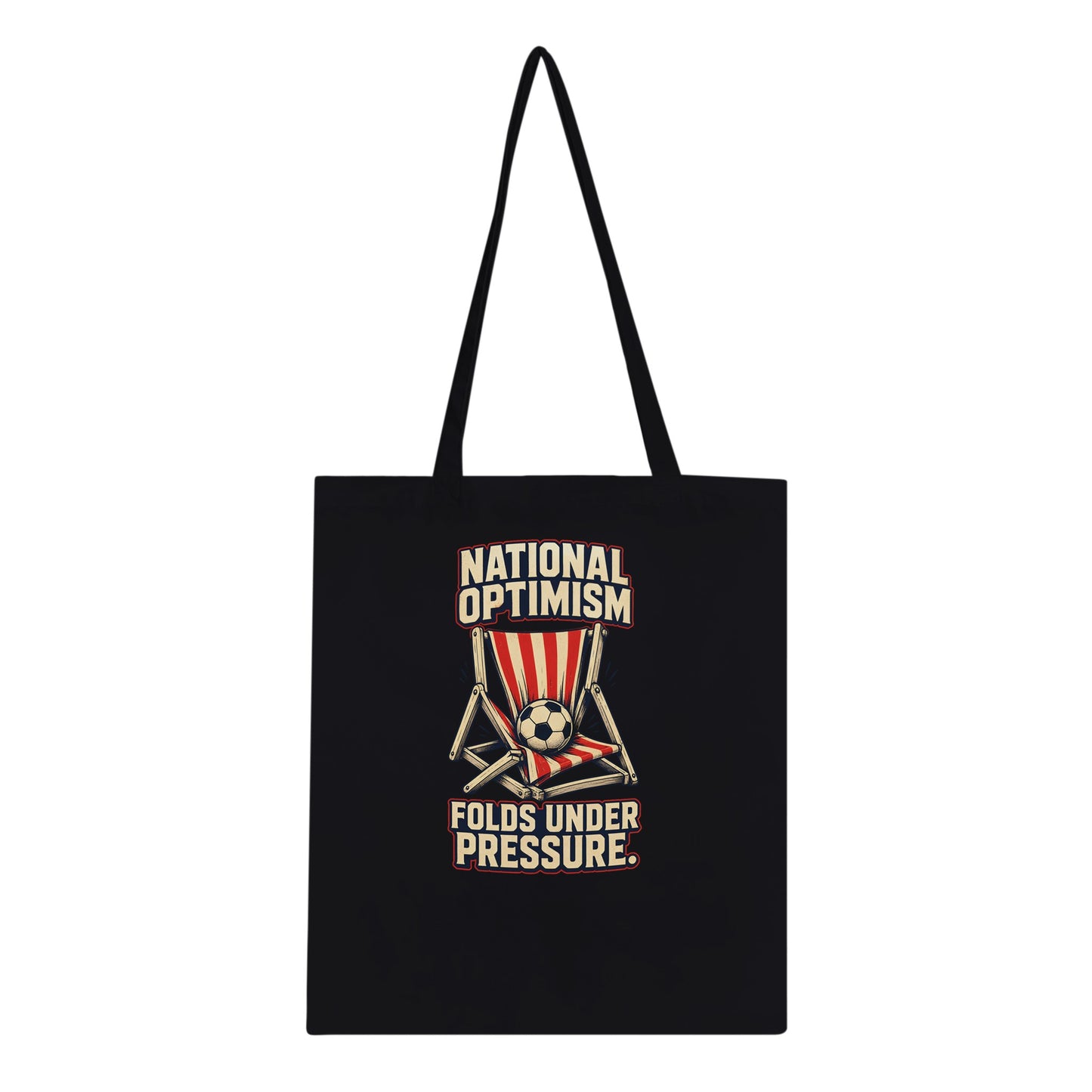 National Optimism Folds Under Pressure Football Tote Bag — product view 3