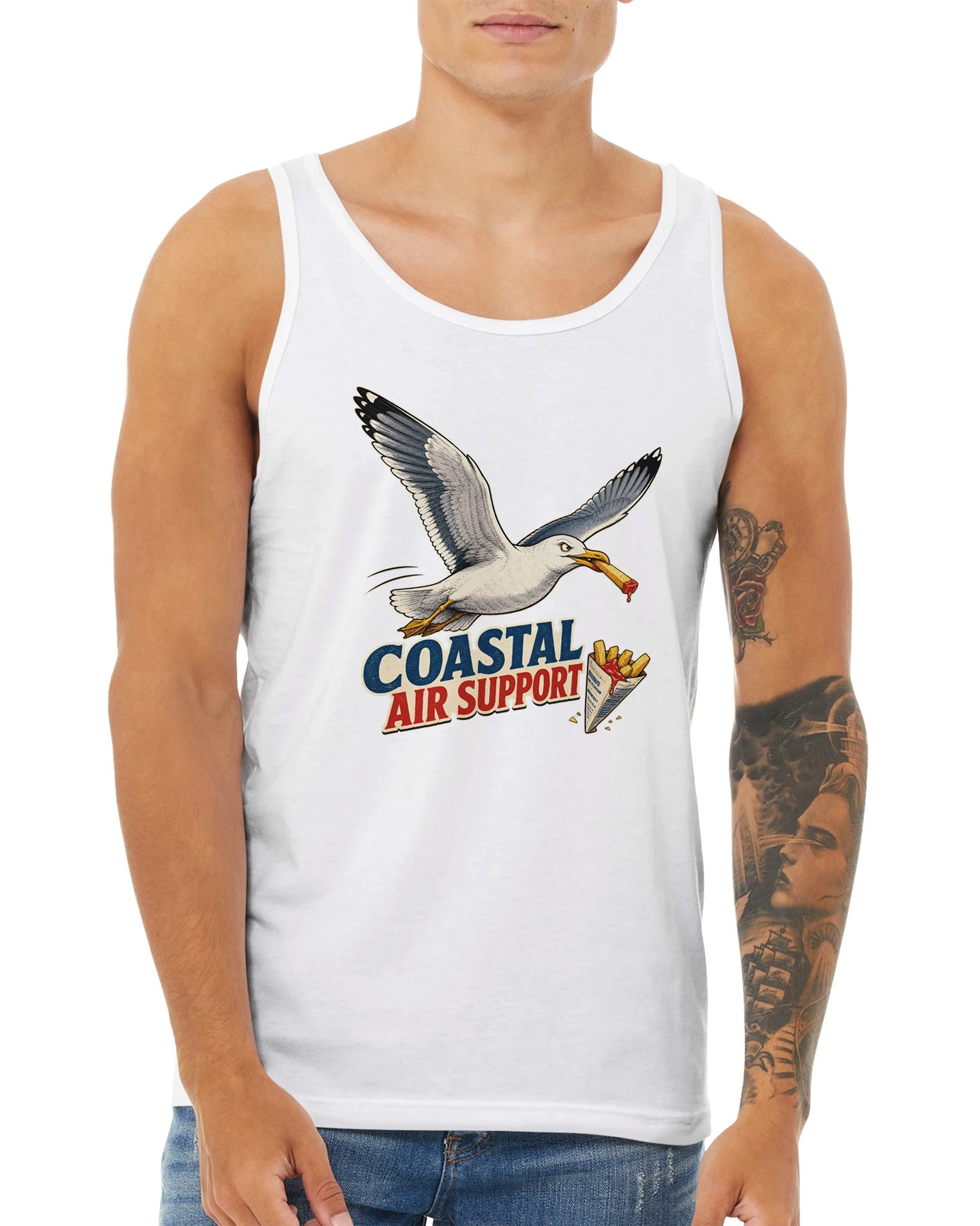 Coastal Air Support Seagull Graphic Premium Unisex Tank Top — product view 15