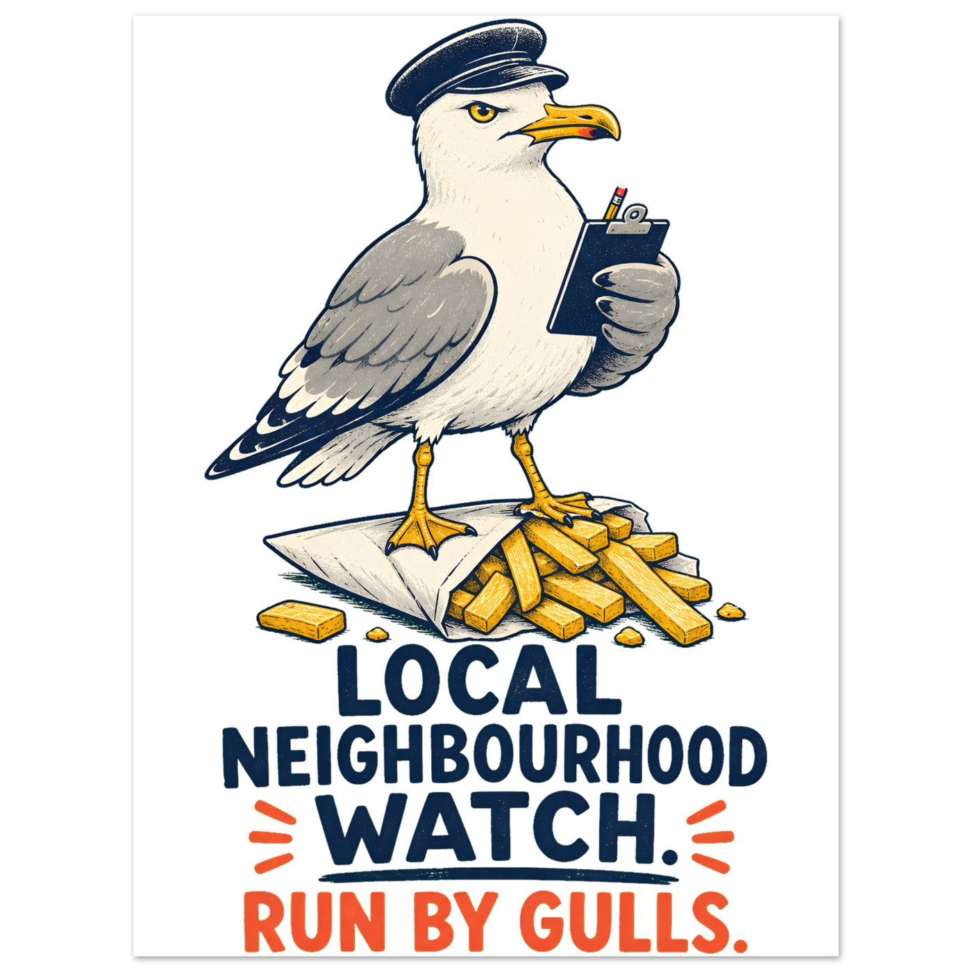 Local Neighbourhood Watch: Run by Gulls Aluminium Print