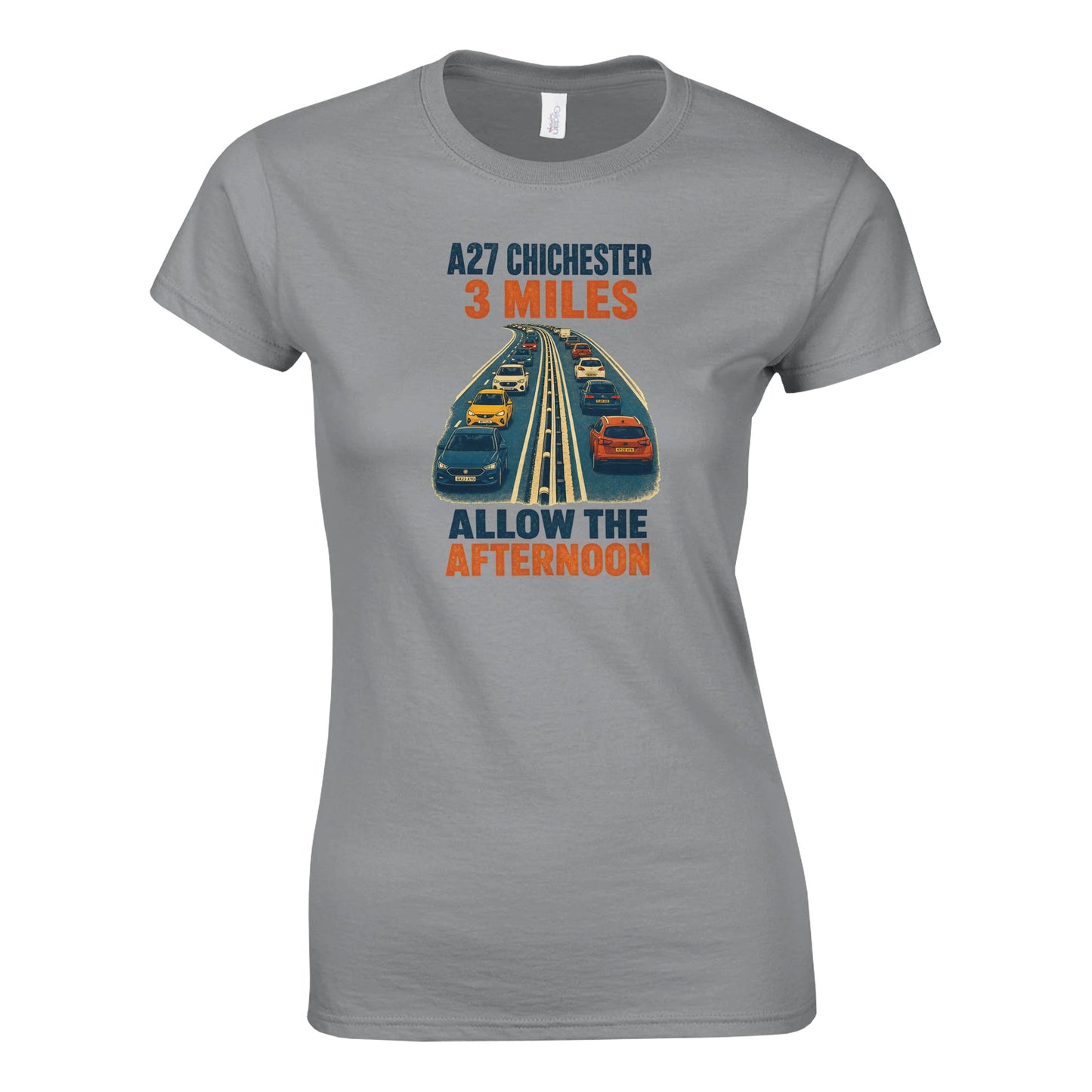 A27 Chichester – 3 Miles, Allow the Afternoon Women's T-shirt — product view 5