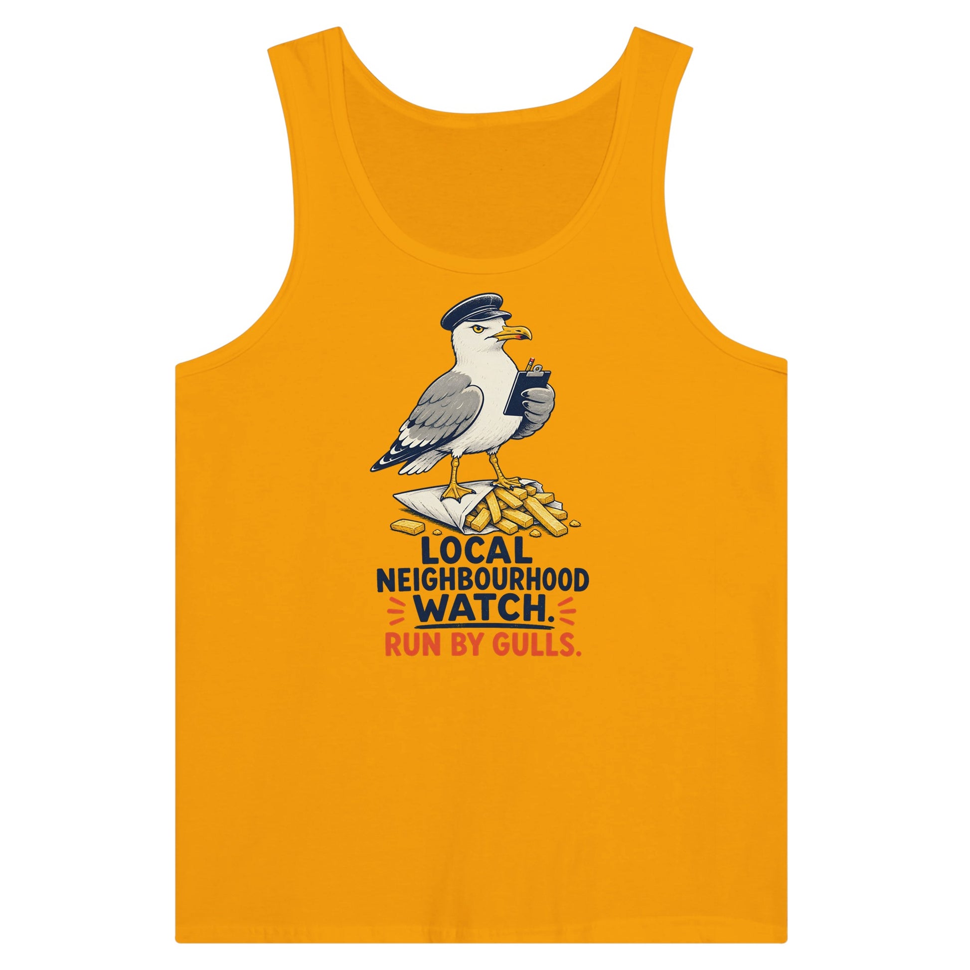Local Neighbourhood Watch: Run by Gulls Premium Unisex Tank Top — product view 11