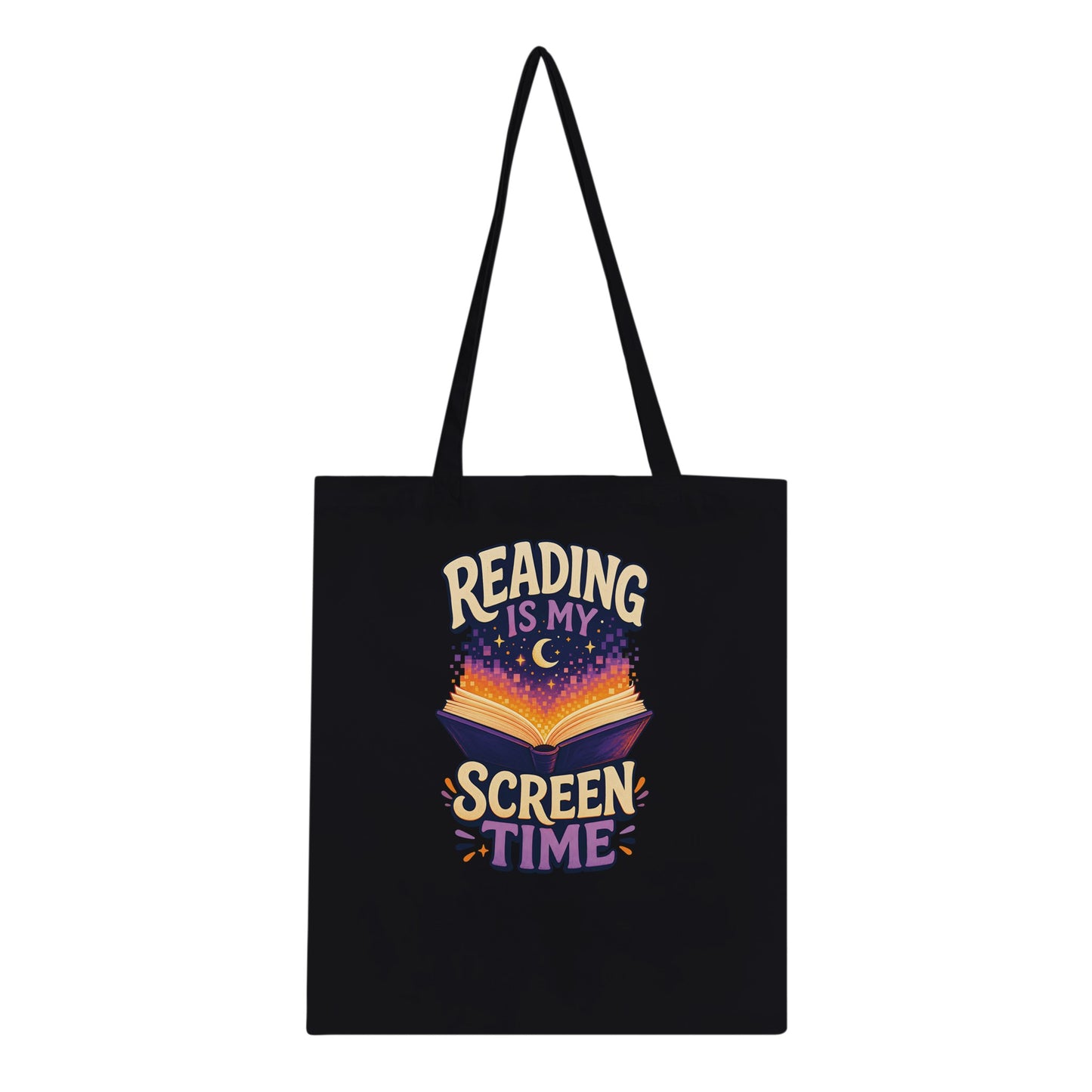 Reading Is My Screen Time Book Graphic Tote Bag — product view 3
