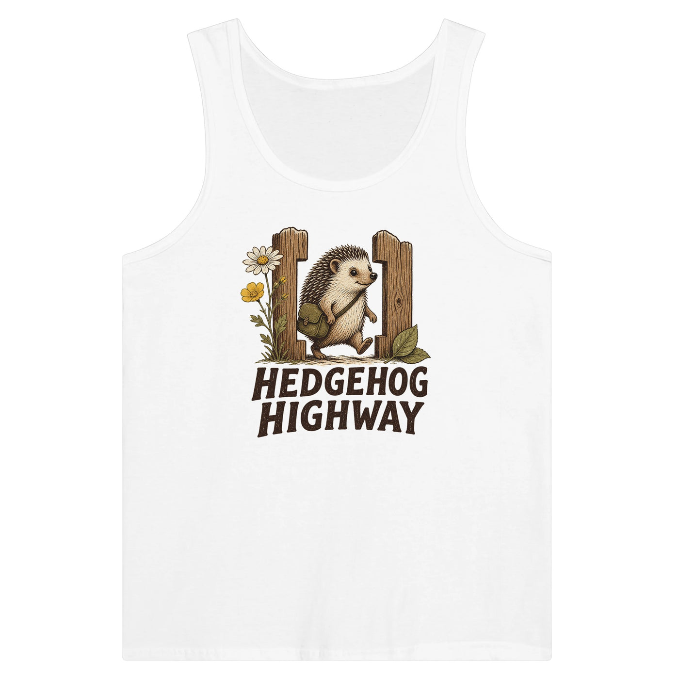 Hedgehog Highway Garden Graphic Premium Unisex Tank Top