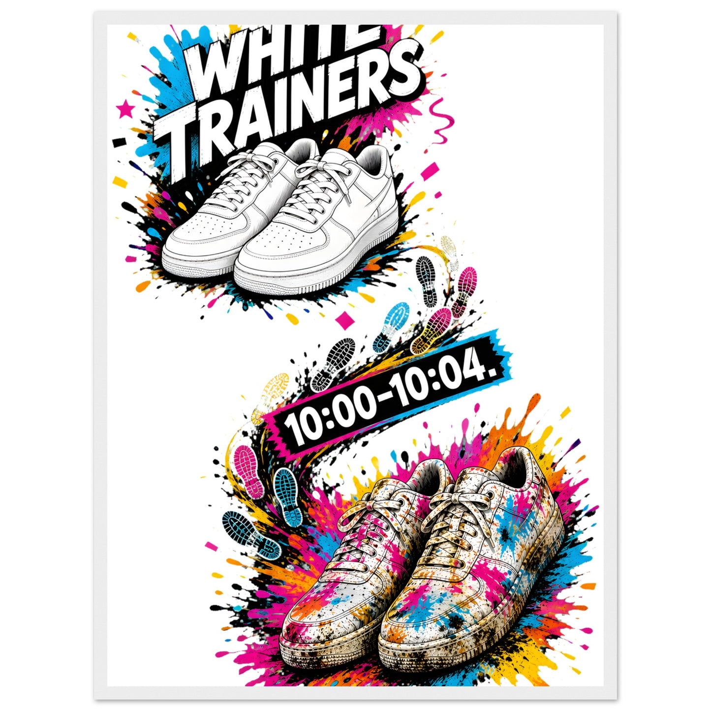 White Trainers: 10:00–10:04 Framed Wall Art — product view 2