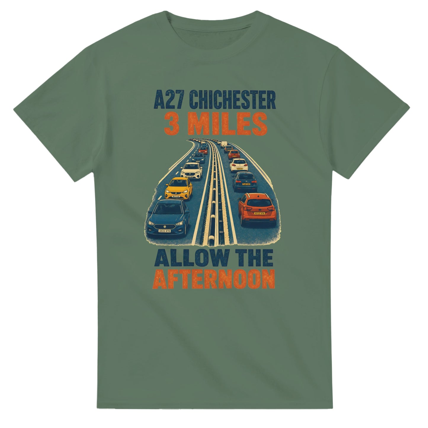 A27 Chichester – 3 Miles, Allow the Afternoon T-shirt — product view 13