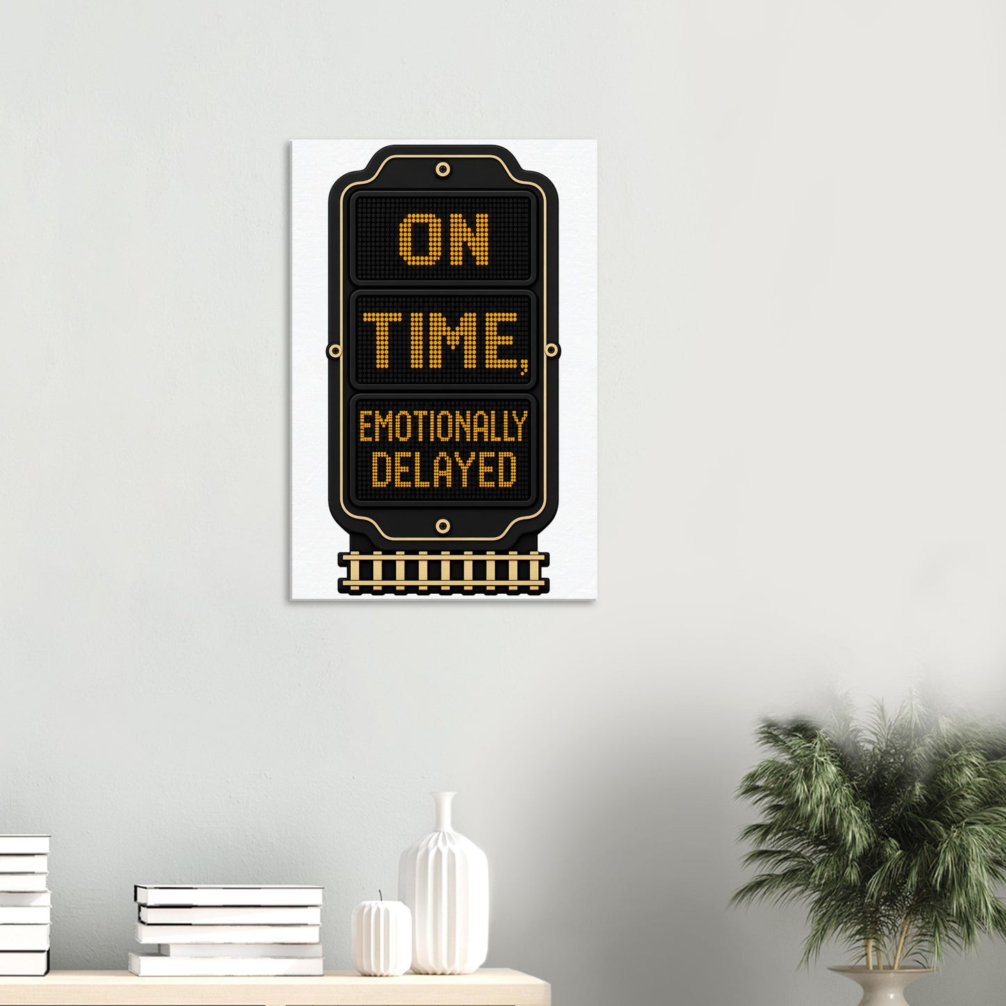 On Time, Emotionally Delayed Rail Graphic Canvas — product view 4