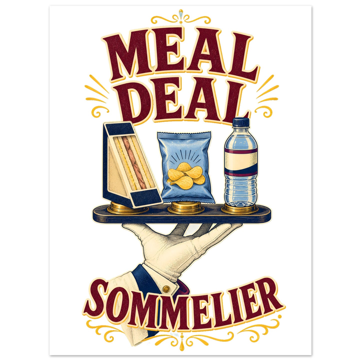 Meal Deal Sommelier British Lunch Design Aluminium Print — product view 1
