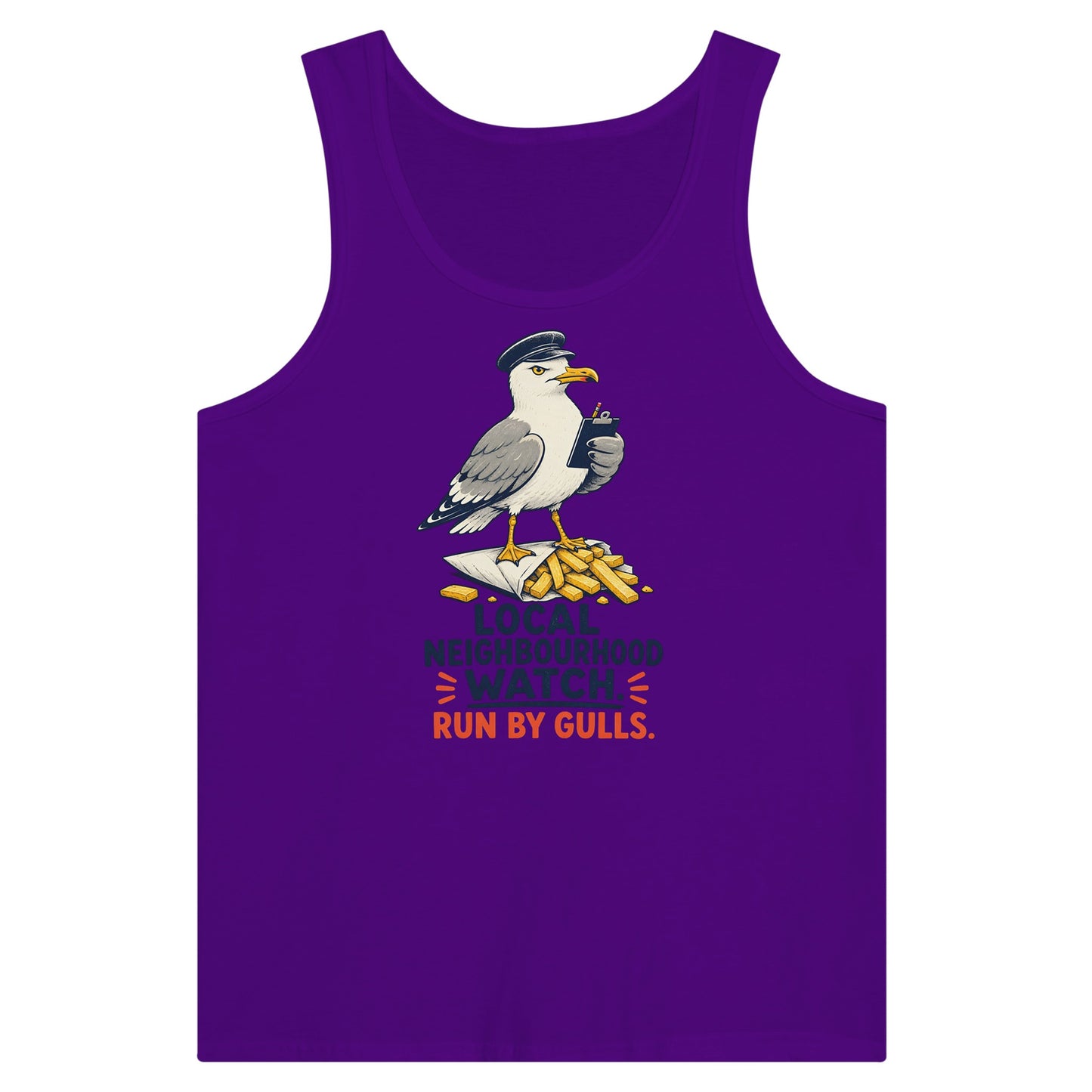 Local Neighbourhood Watch: Run by Gulls Premium Unisex Tank Top — product view 6